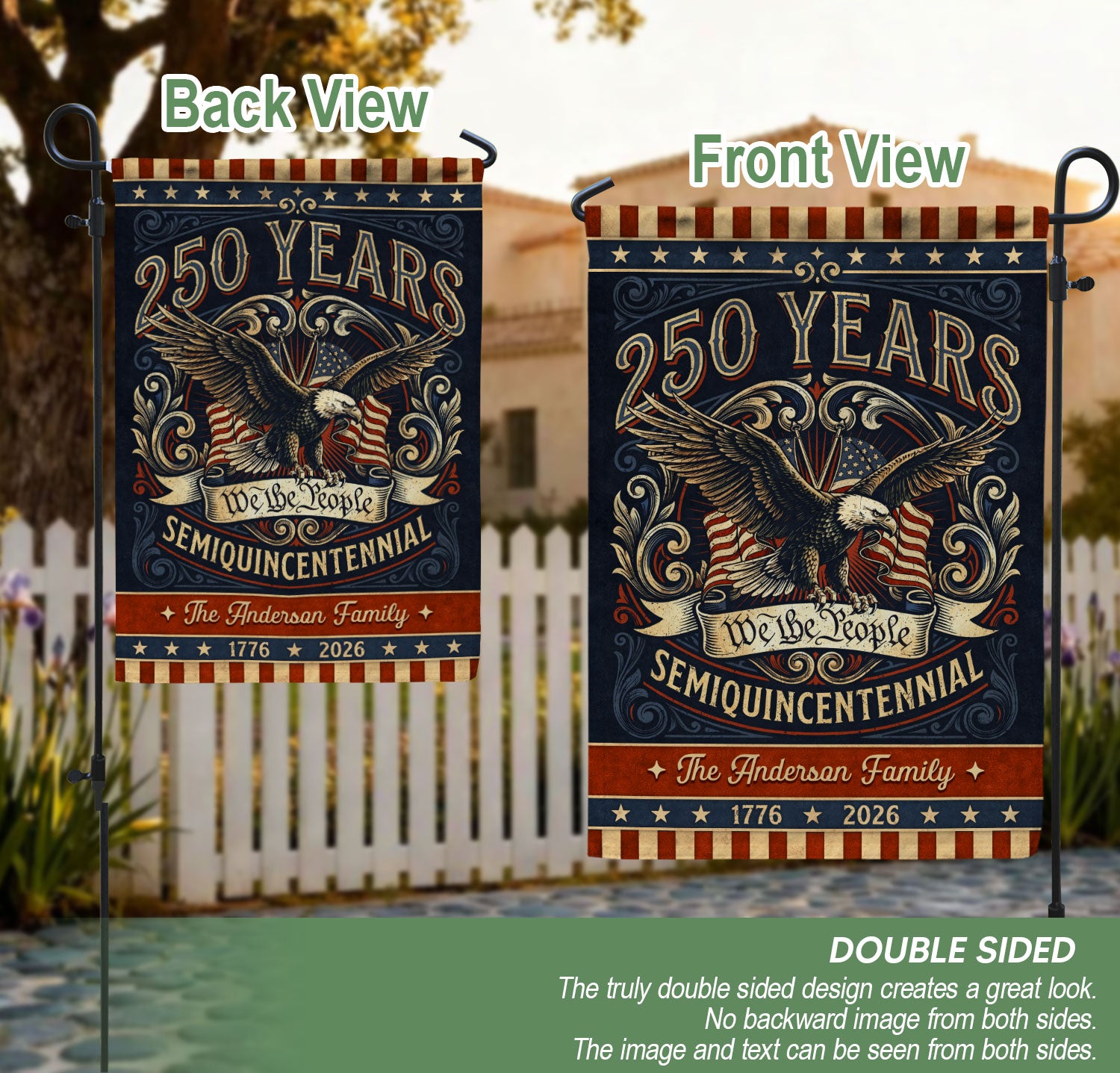Personalized American Milestone Garden Flag – 250 Years Celebration with Eagle & “We the People” Design (1776–2026)