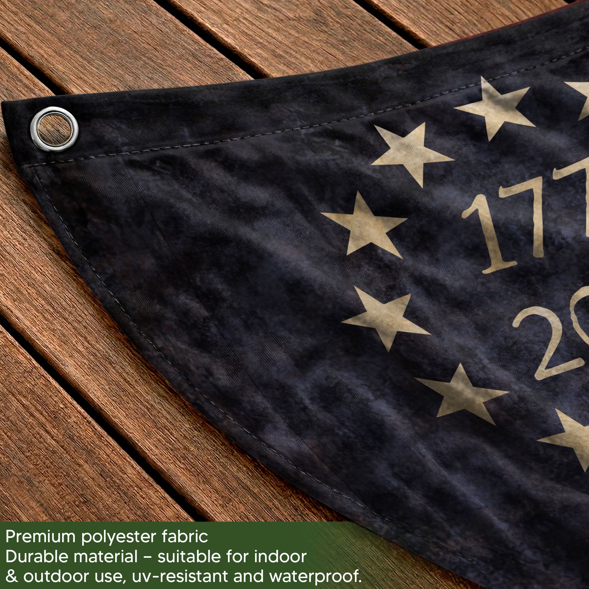 We The People Fence Flag Lady Justice Custom Family Name 250 Years Freedom 1776-2026