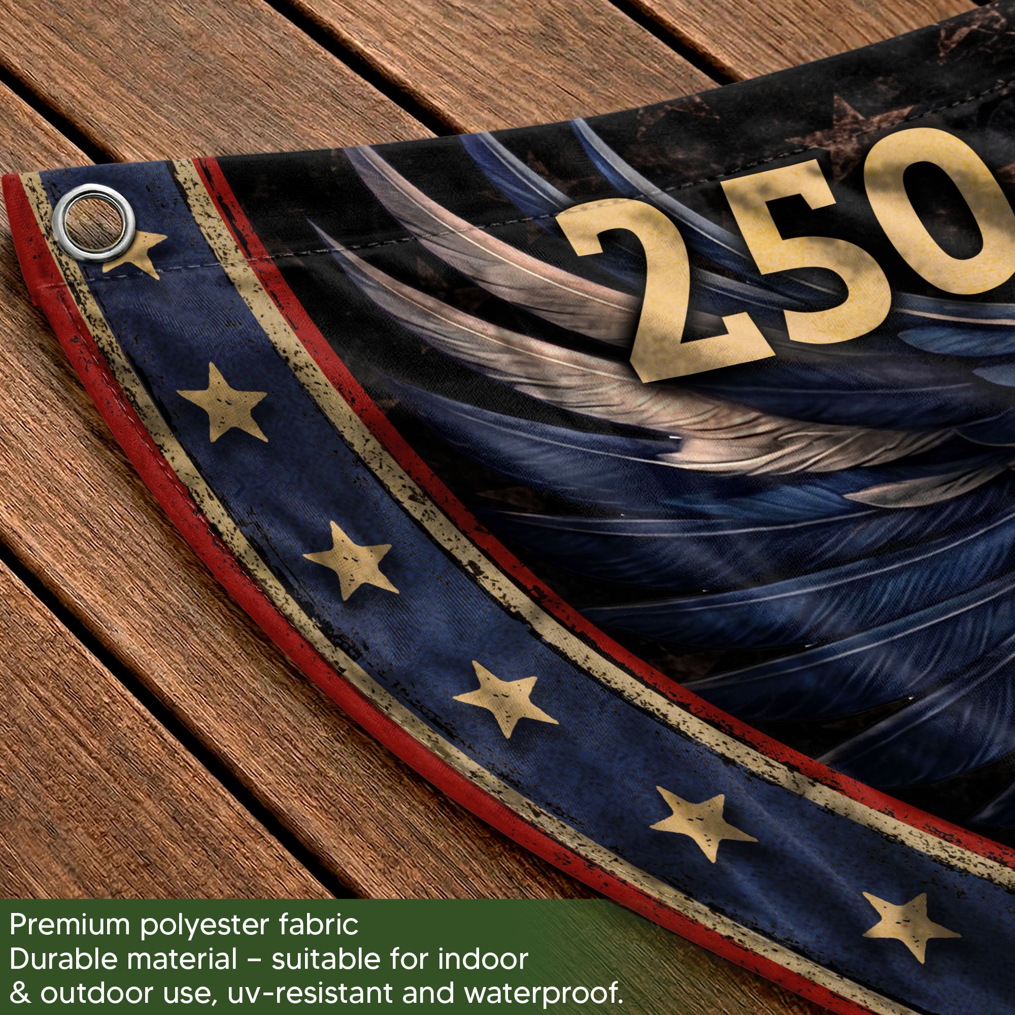 We The People Eagle Fence Flag Personalized Family Name 250 Years of Freedom 1776-2026 Patriotic Decor