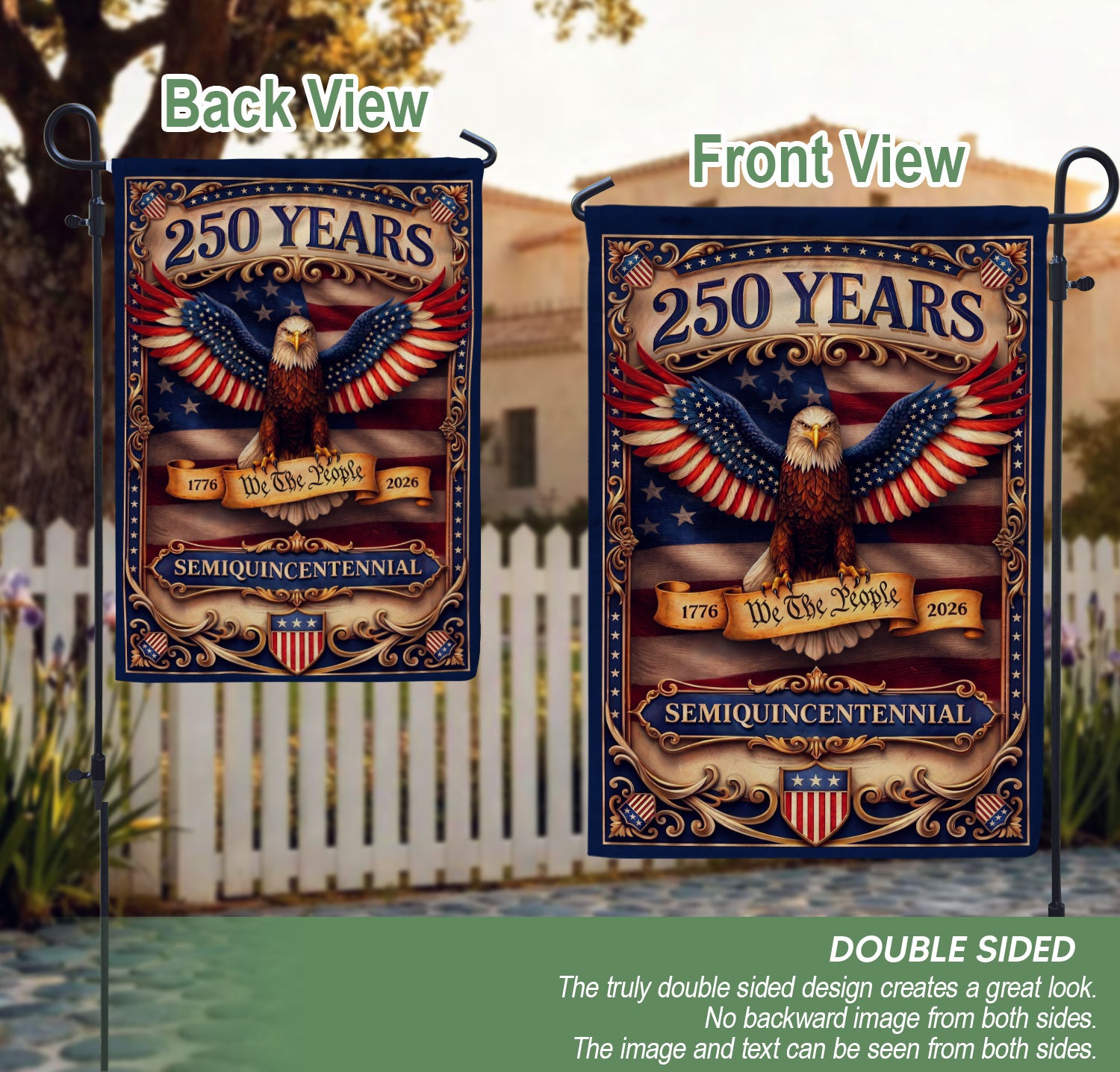 250 Years House Flag Patriotic Eagle We The People USA Banner 1776-2026 Outdoor Decor