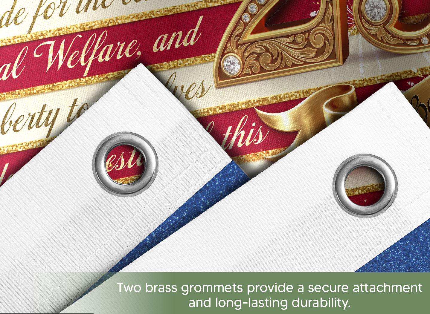 USA 250 Years Patriotic Flag - Golden Eagle & Diamond Constitution Banner 1776-2026