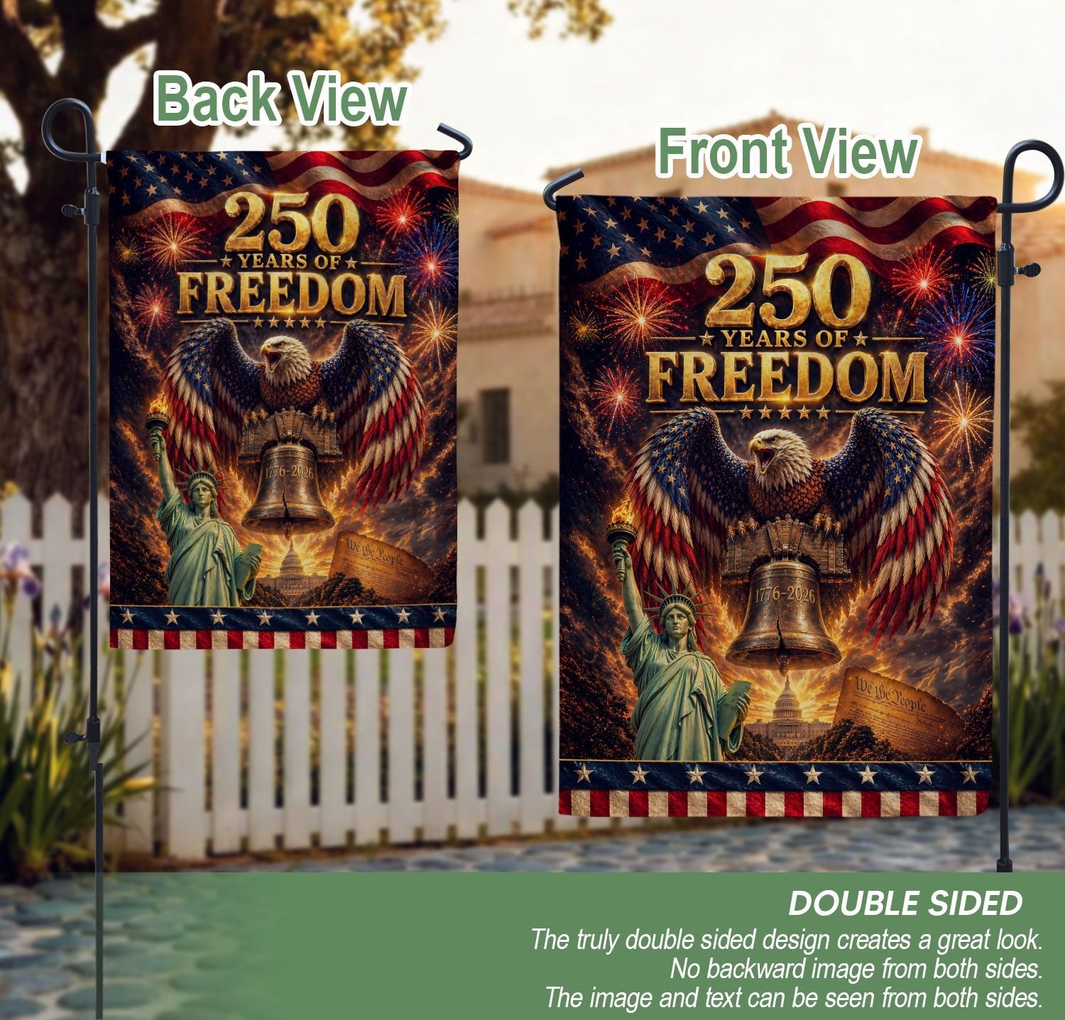 United States 250th Anniversary House Flag - Cinematic Liberty & Capitol Patriotic Banner - Rust Field Wear