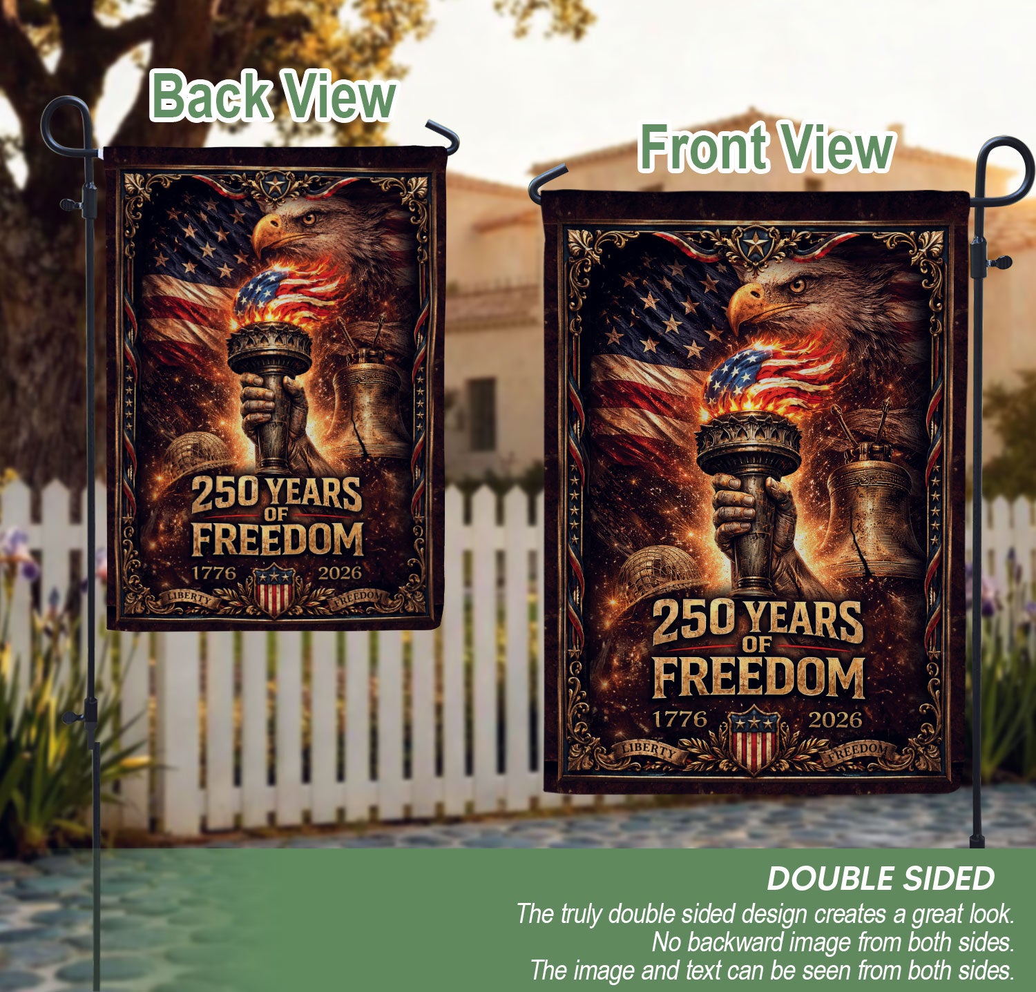 250th Anniversary United States House Flag - Liberty Torch Patriotic Home Decor Banner