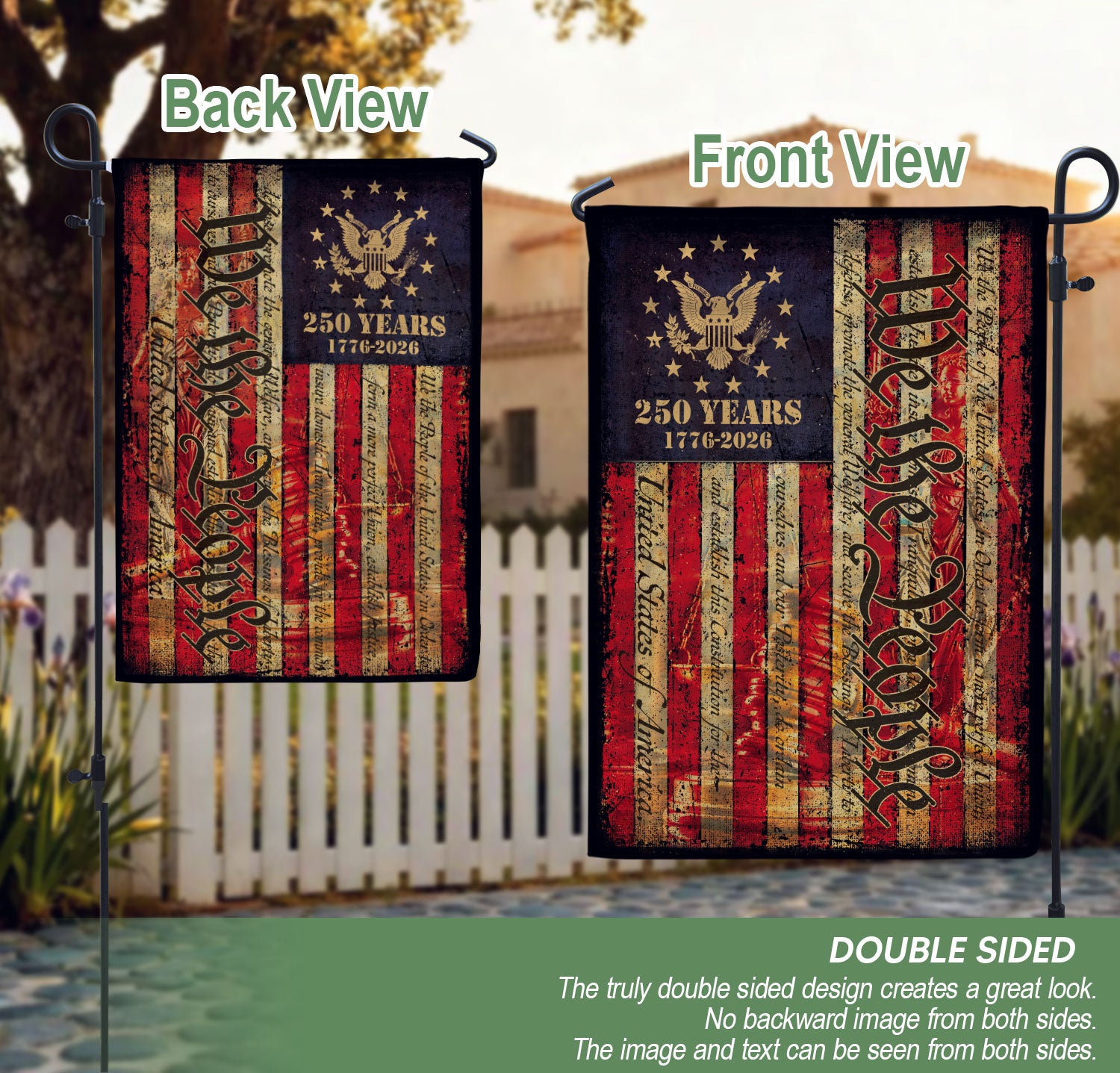 USA 250 Years Garden Flag - We The People Seal Patriotic Outdoor Decor 1776-2026