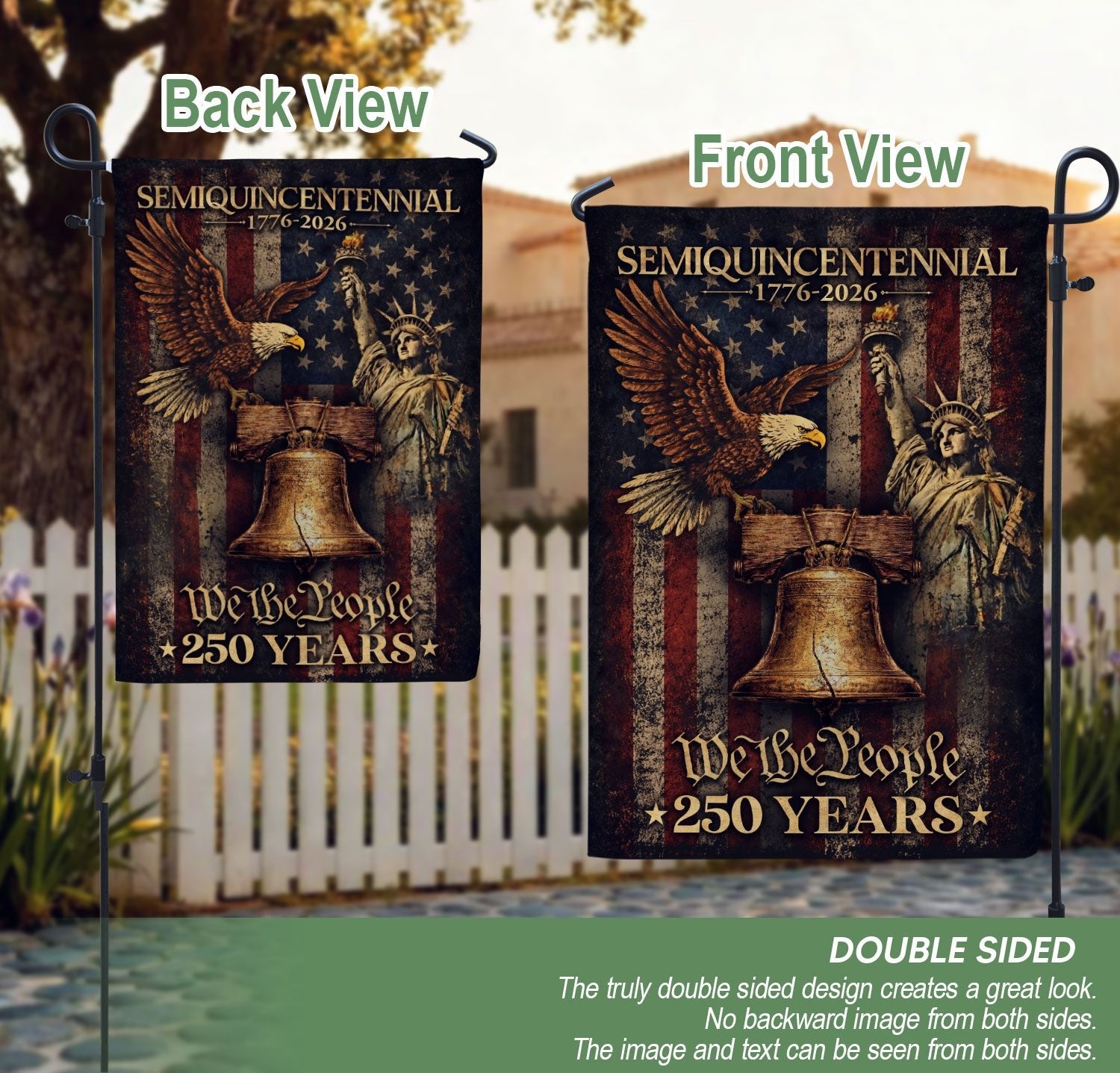 250 Years of Freedom Garden Flag - Liberty Bell & We The People Patriotic Home Decor - Rust Field Wear