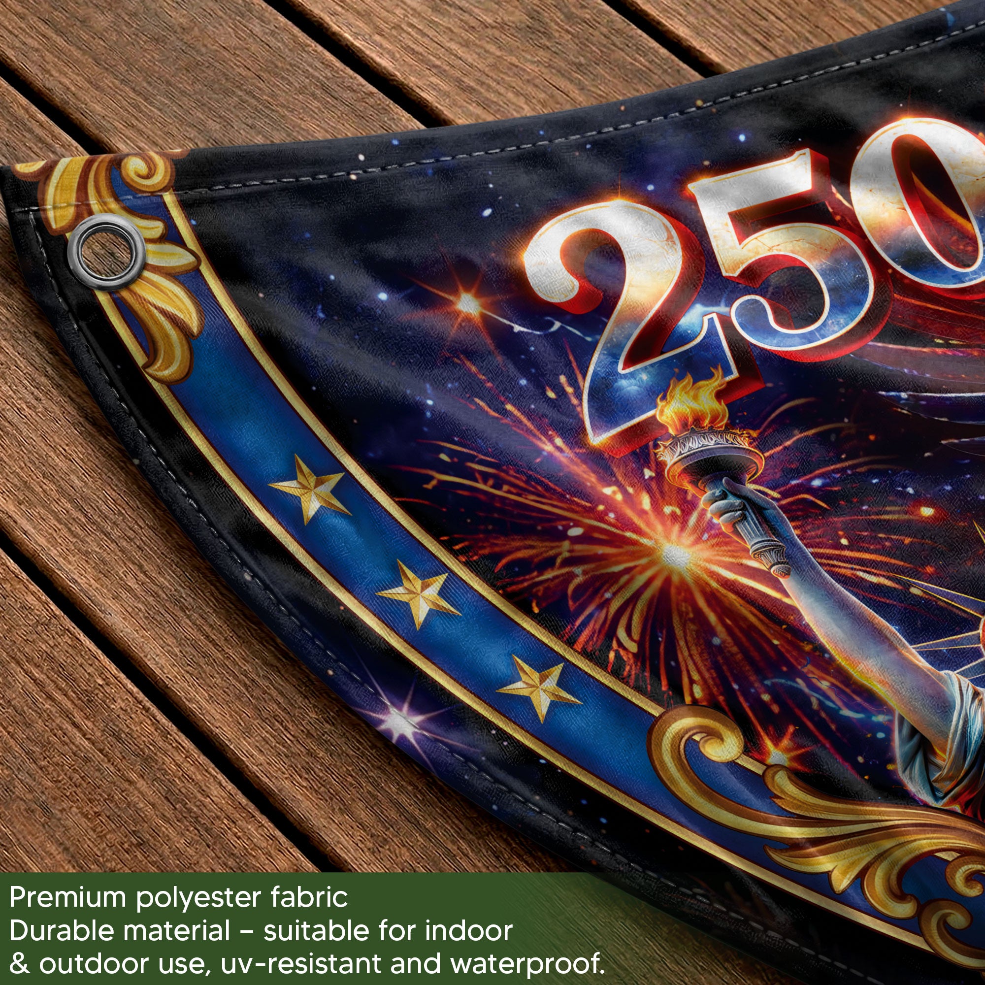 250th Anniversary 1776-2026 Custom Family Name Statue of Liberty Patriot Fence Flag