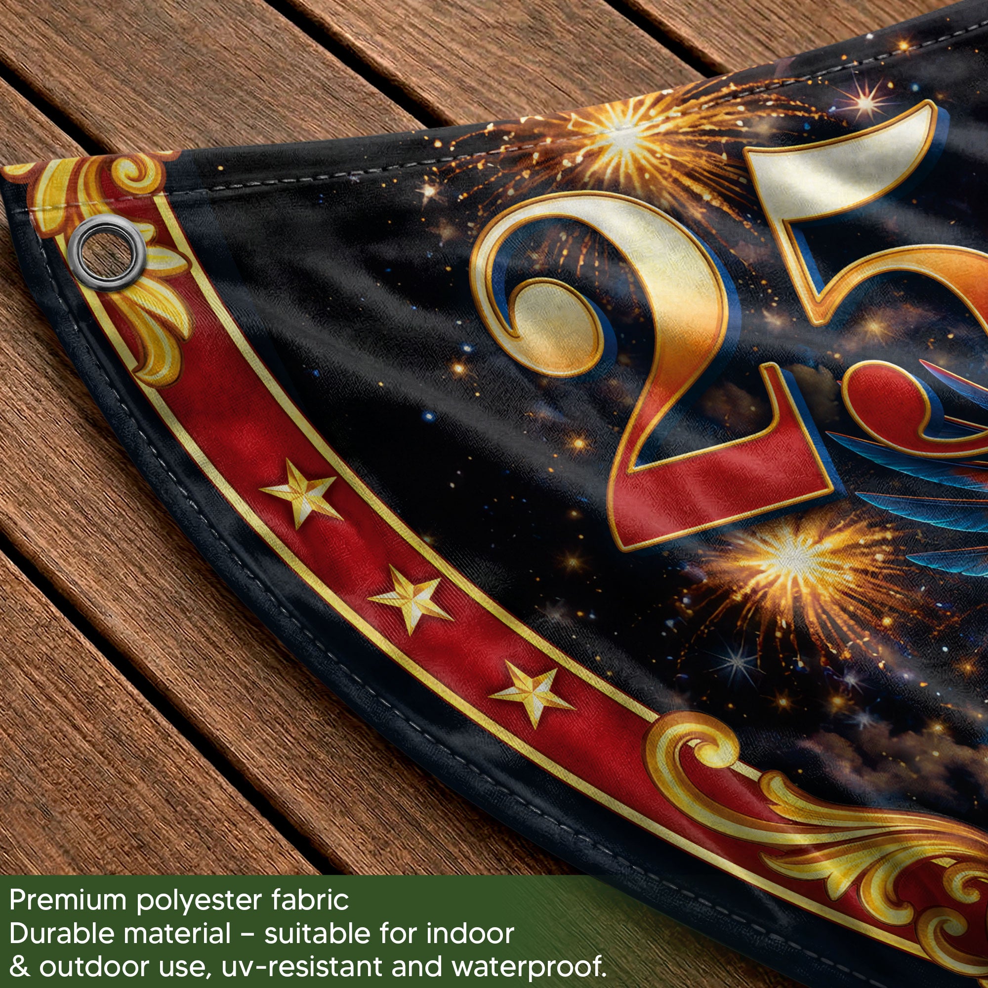 250 Years of Freedom Custom Family Name Patriot Fence Flag - Outdoor Bunting Banner