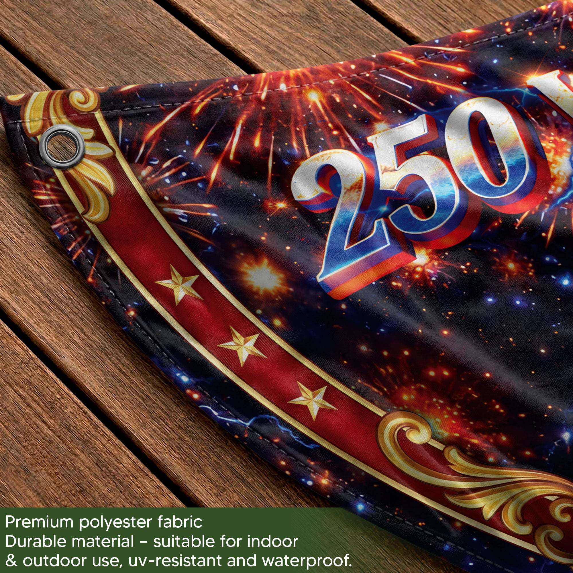 Custom Family Name 250 Years of Freedom Betsy Ross Patriot 1776-2026 Fence Flag Banner