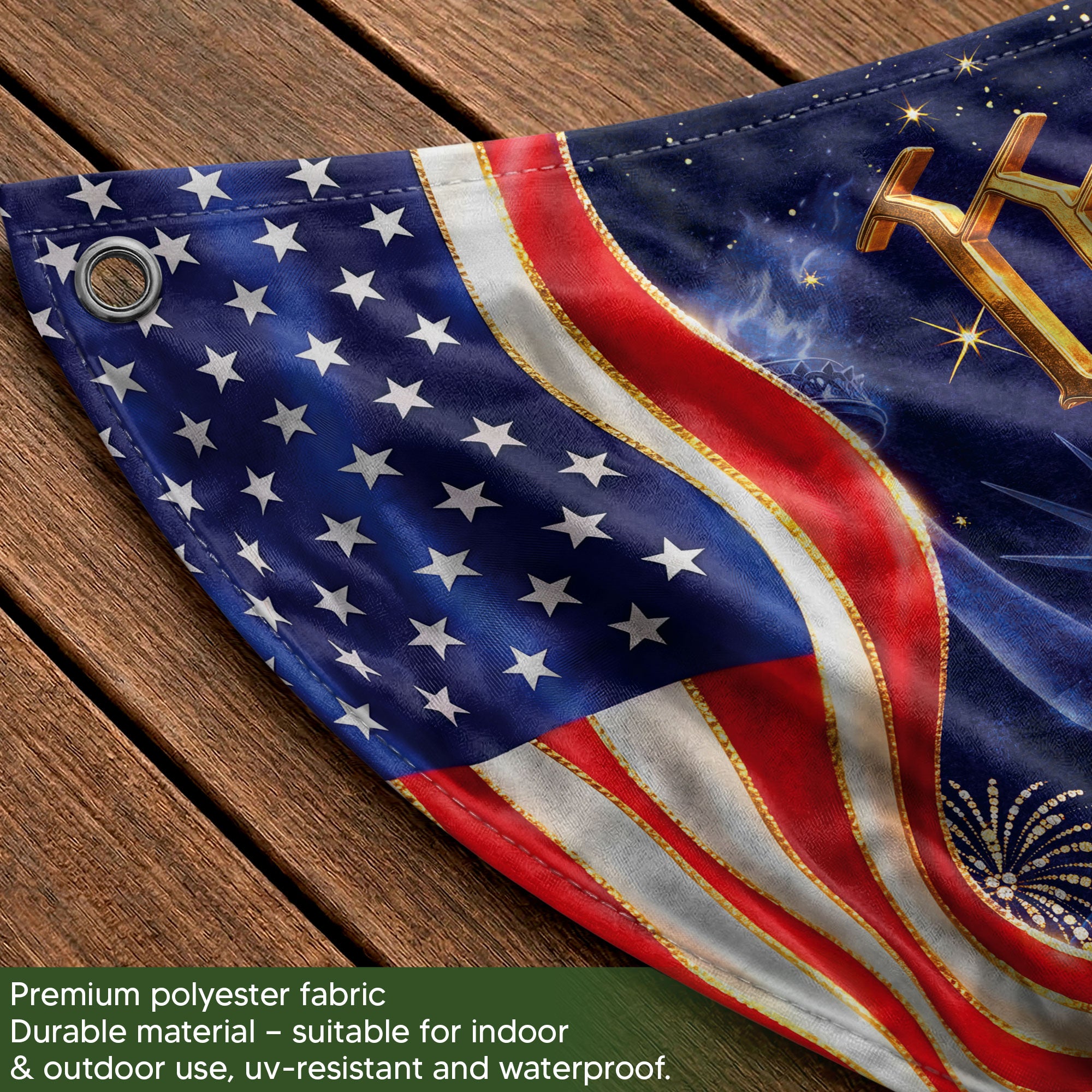 250th Anniversary USA Fence Flag We The People Eagle 1776-2026 Custom Family Name Banner