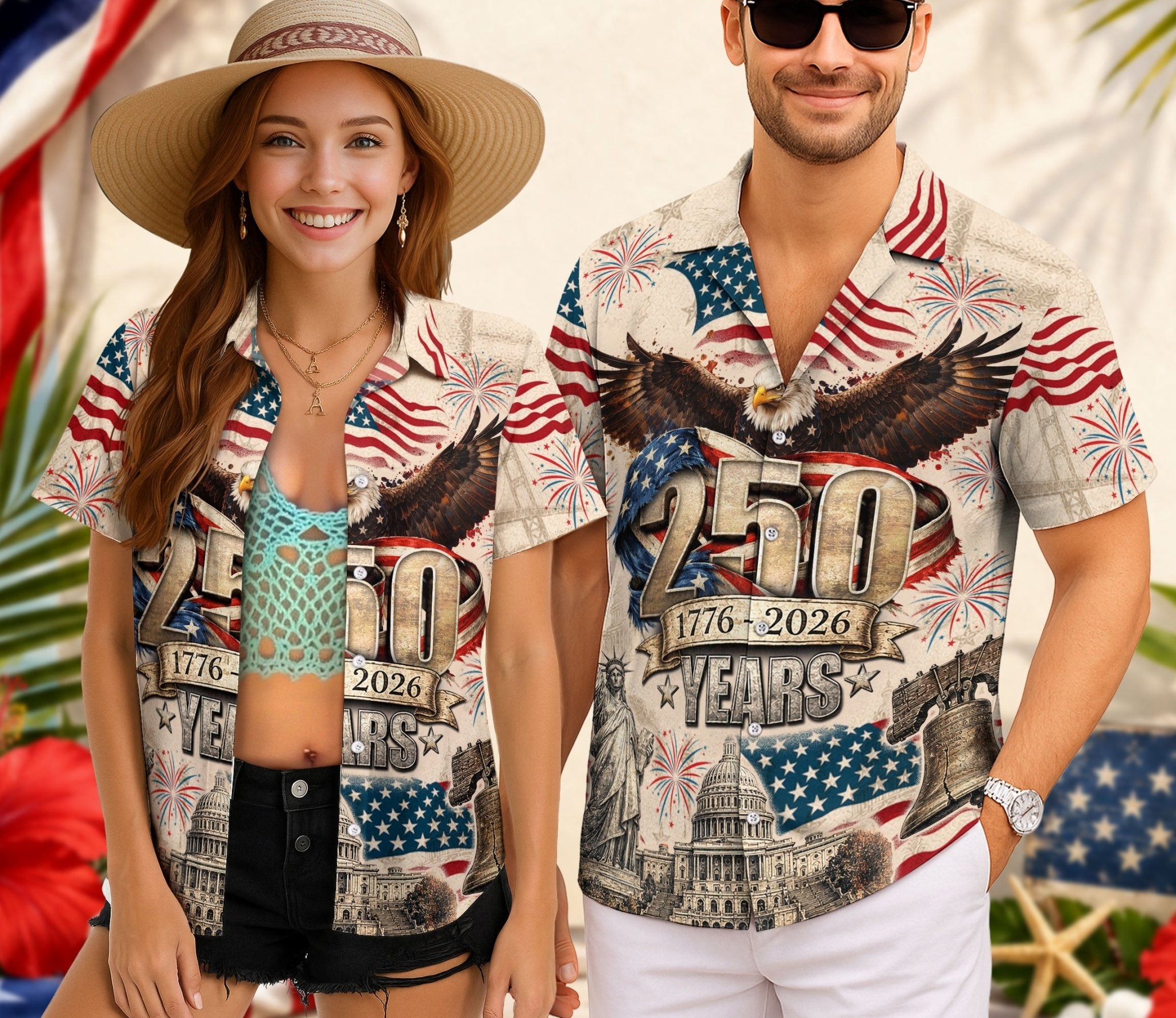 250 Years of America 1776–2026 Hawaiian Shirt – Patriotic Eagle Edition - Rust Field Wear