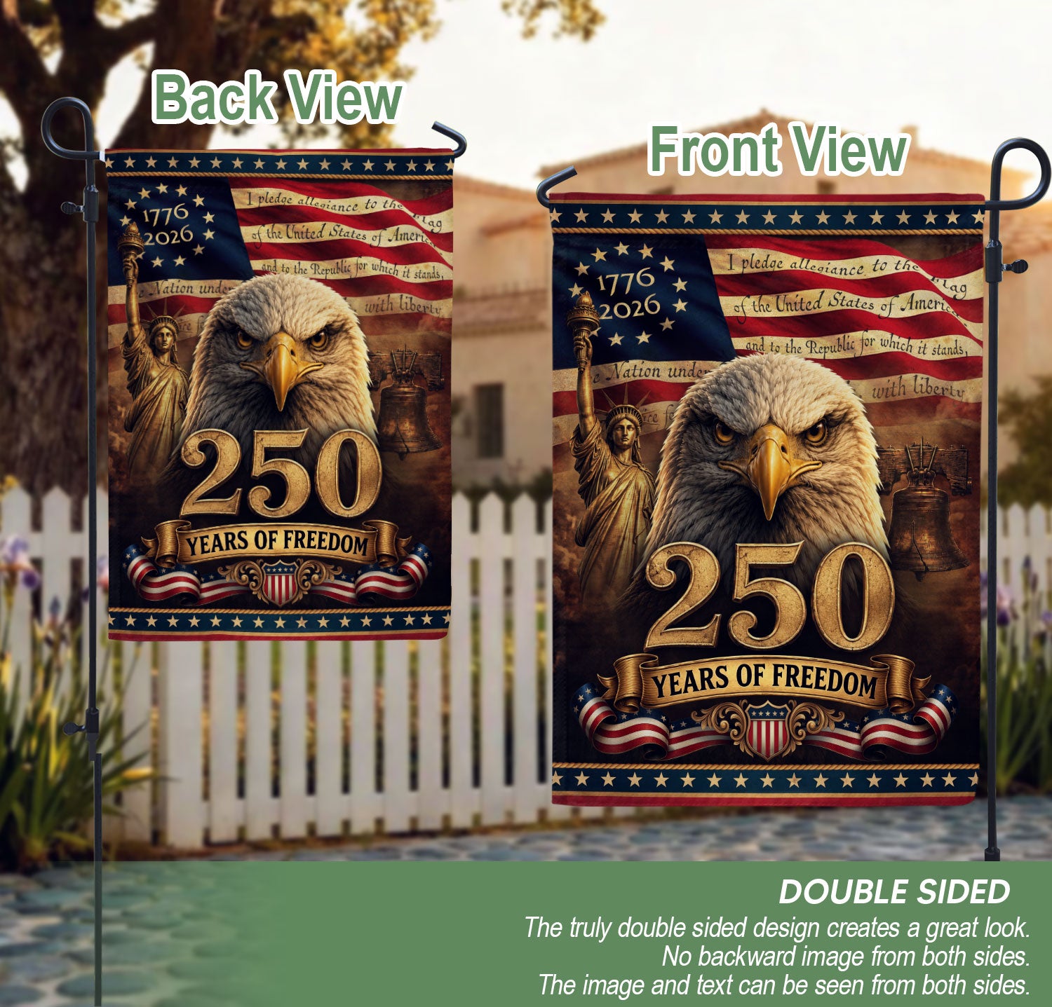 250th Anniversary Garden Flag - United States 1776-2026 Pledge of Allegiance Yard Decor