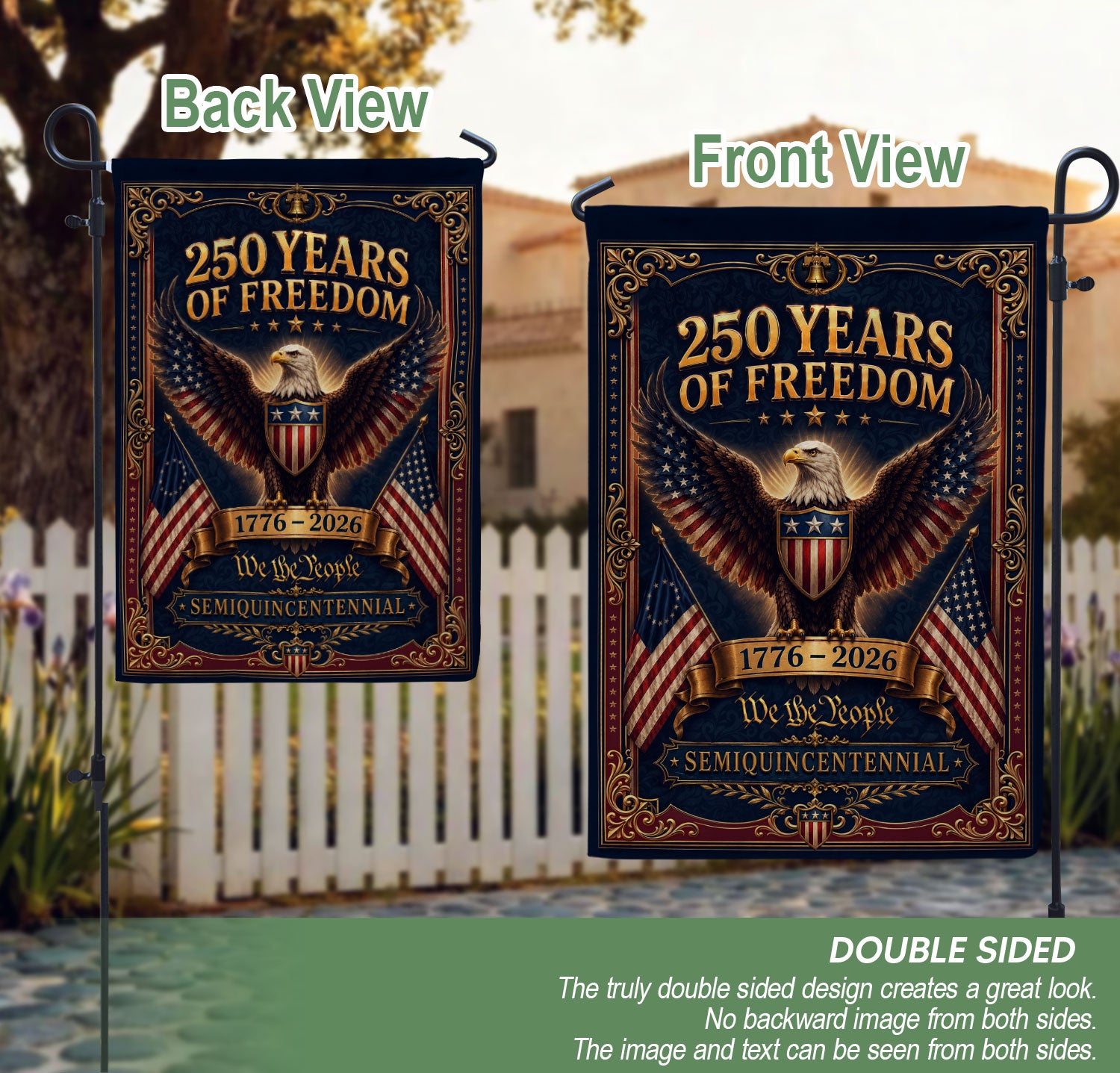 250 Years of Freedom Garden Flag Patriotic Bald Eagle USA Yard Outdoor Decor