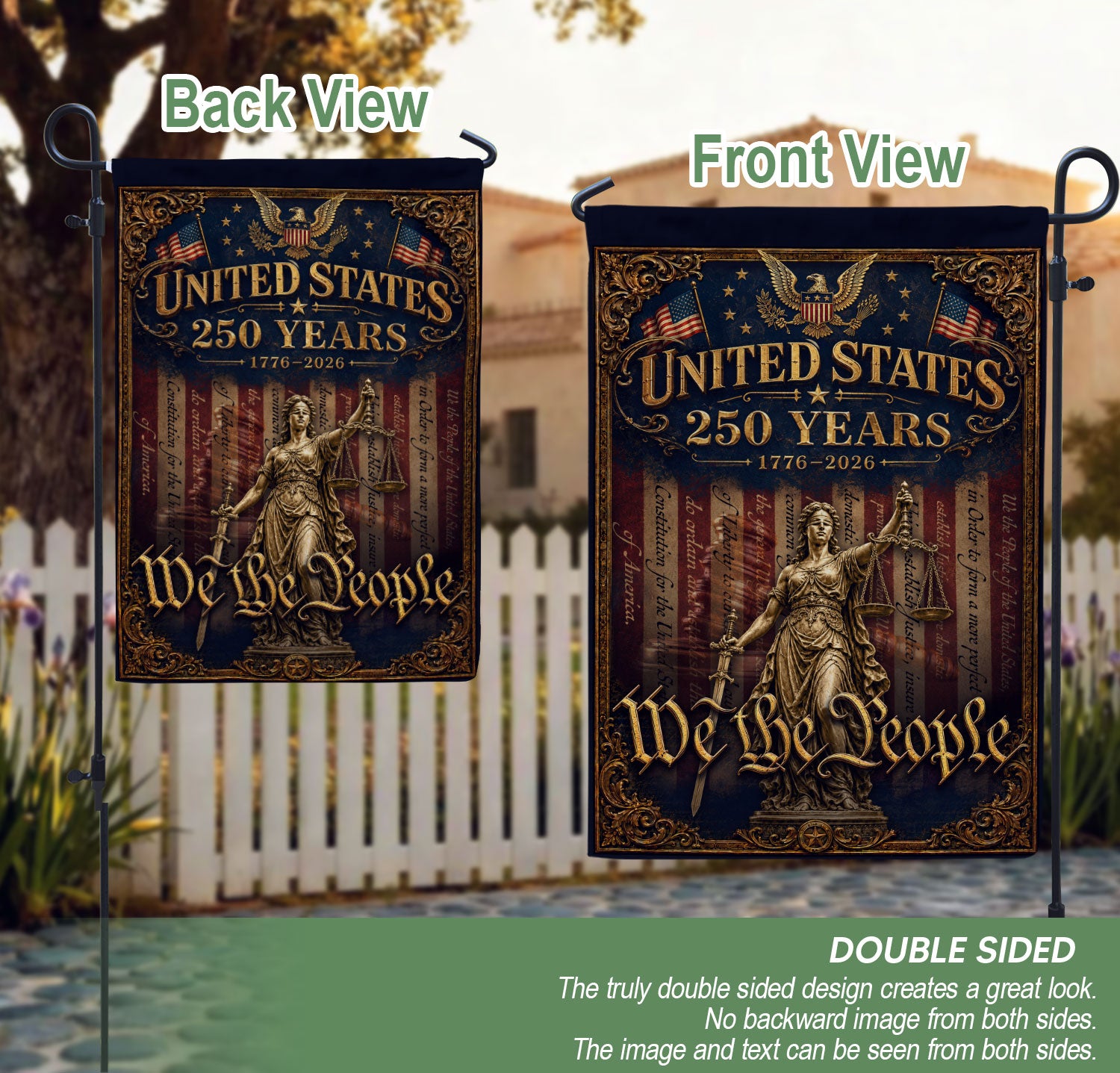 United States 250 Years House Flag We The People Patriotic Eagle Outdoor Decor