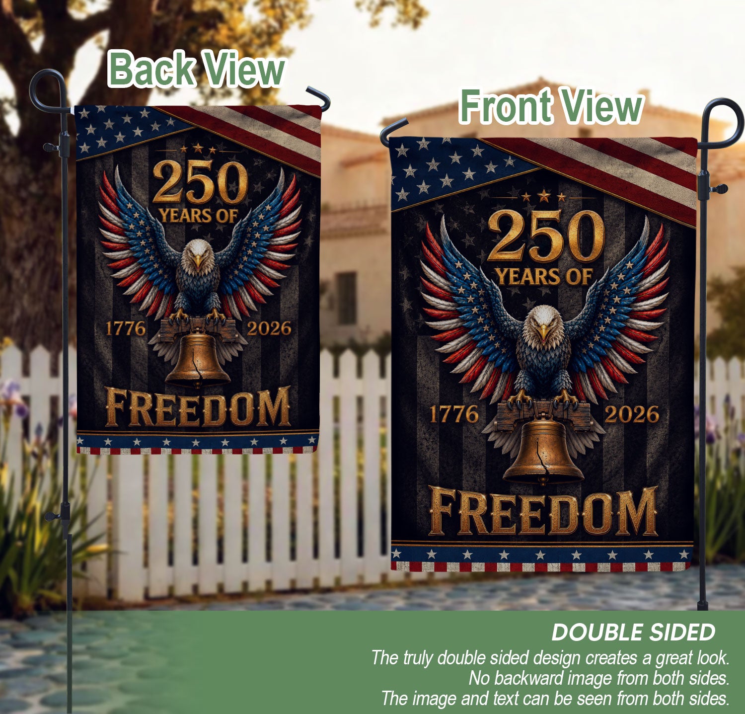 250 Years of Freedom Garden Flag Bald Eagle Patriotic Outdoor Yard Decor