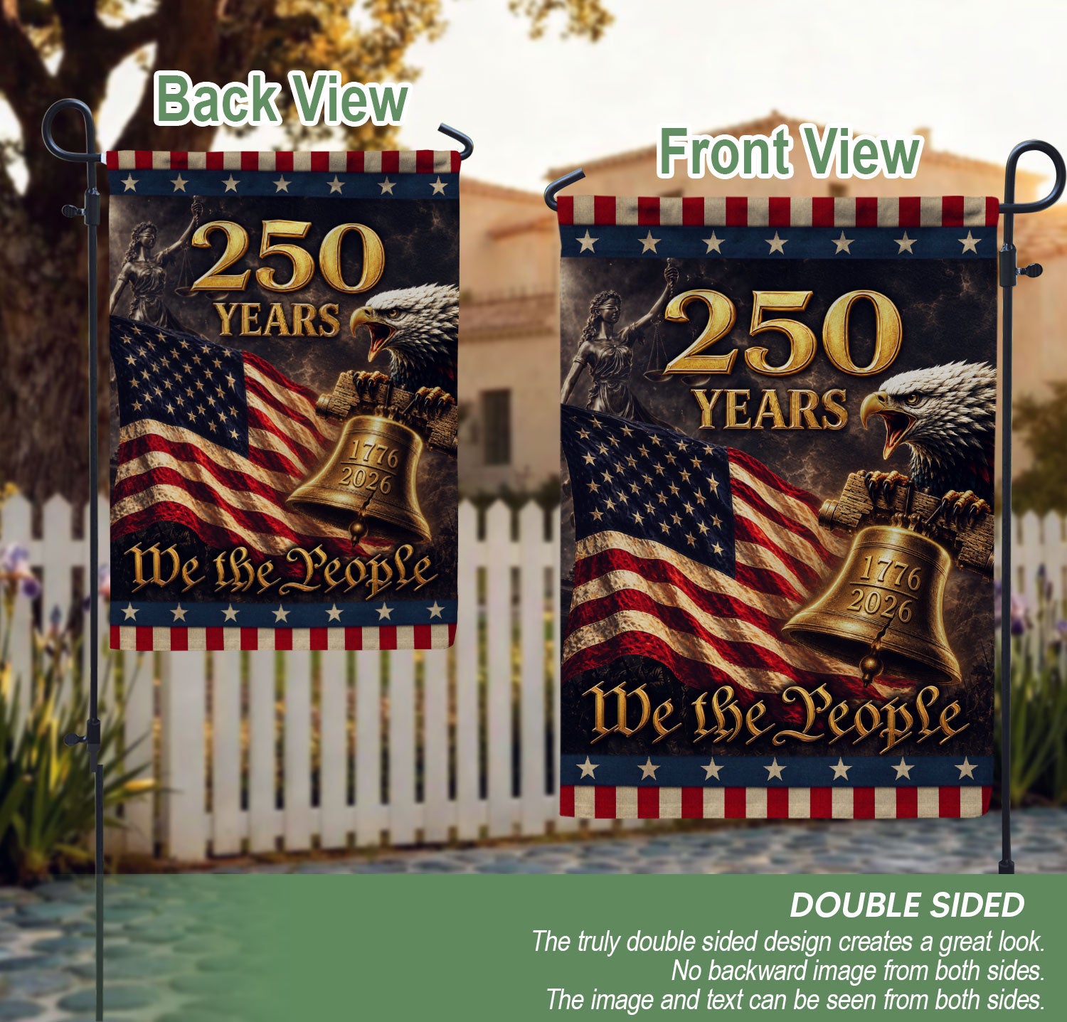 Commemorative 250 Years of Freedom Garden Flag 1776-2026 Patriotic Eagle Liberty Bell Decor