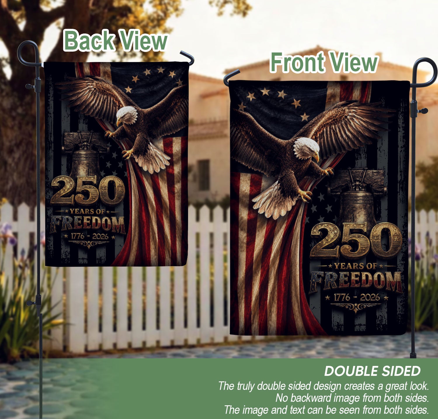 Garden Flag 250 Years of Freedom 1776-2026 American Patriotic Eagle House Banner Decor