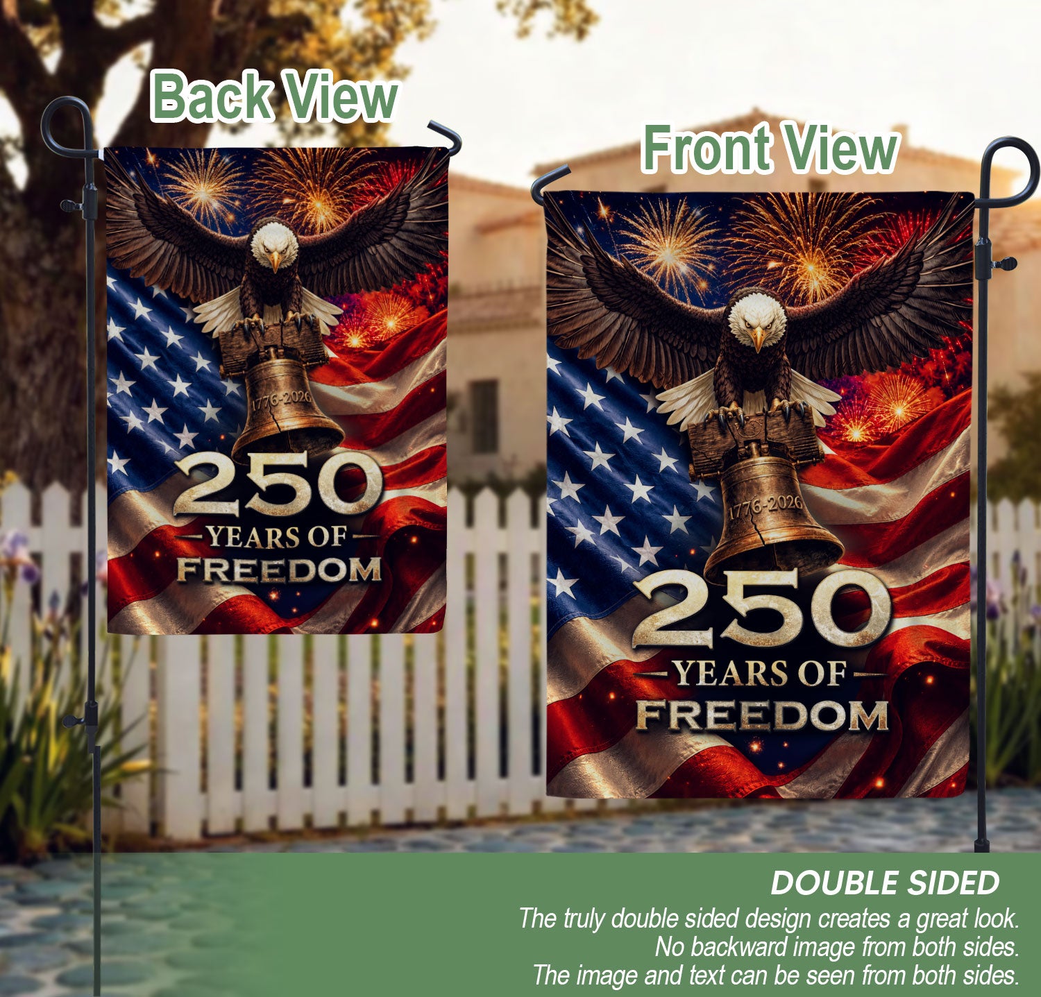 250 Years of Freedom House Flag American Eagle Patriotic Outdoor Decor USA