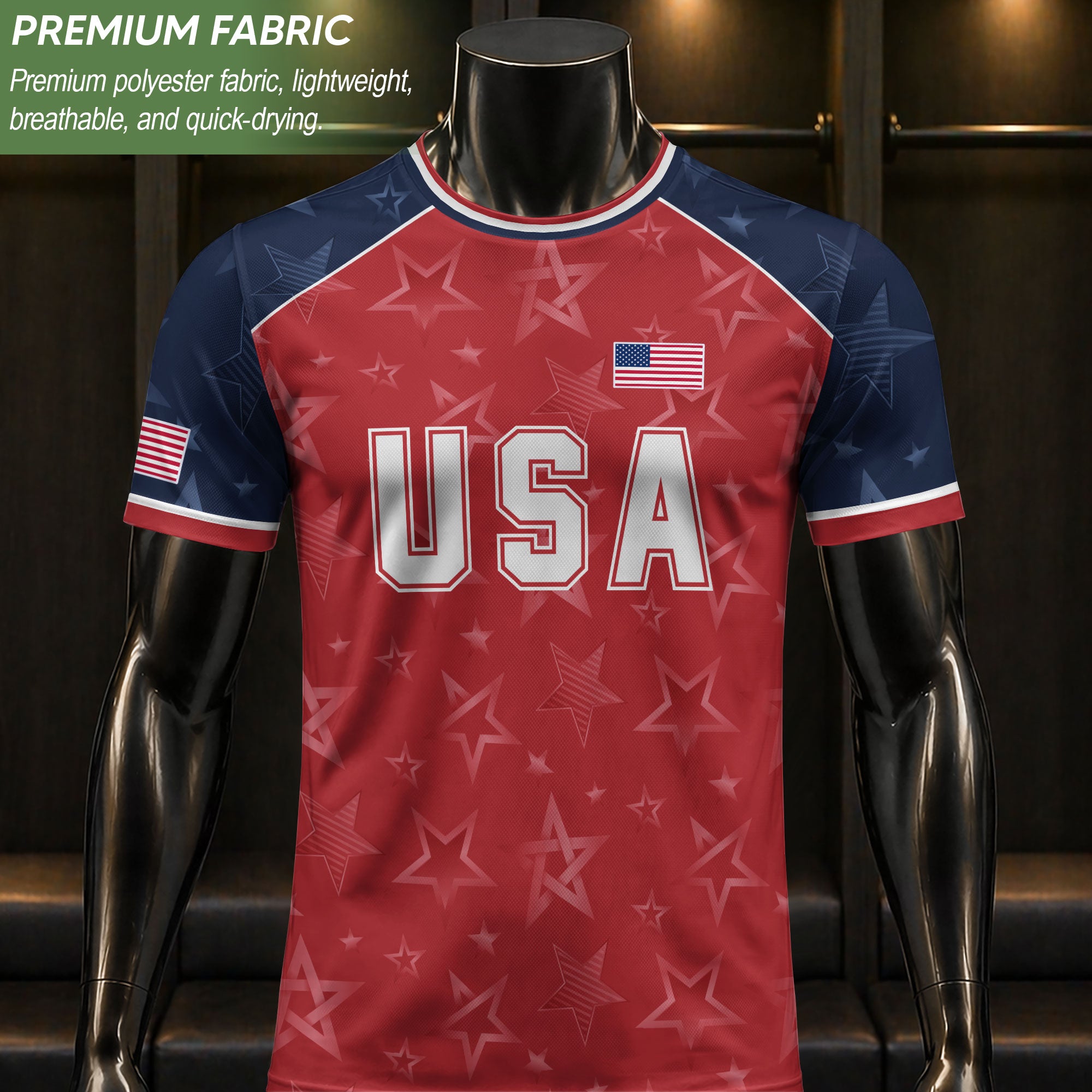 Orange Navy USA Soccer Jersey Men Patriotic United States Football Shirt White Eagle Crest Gift