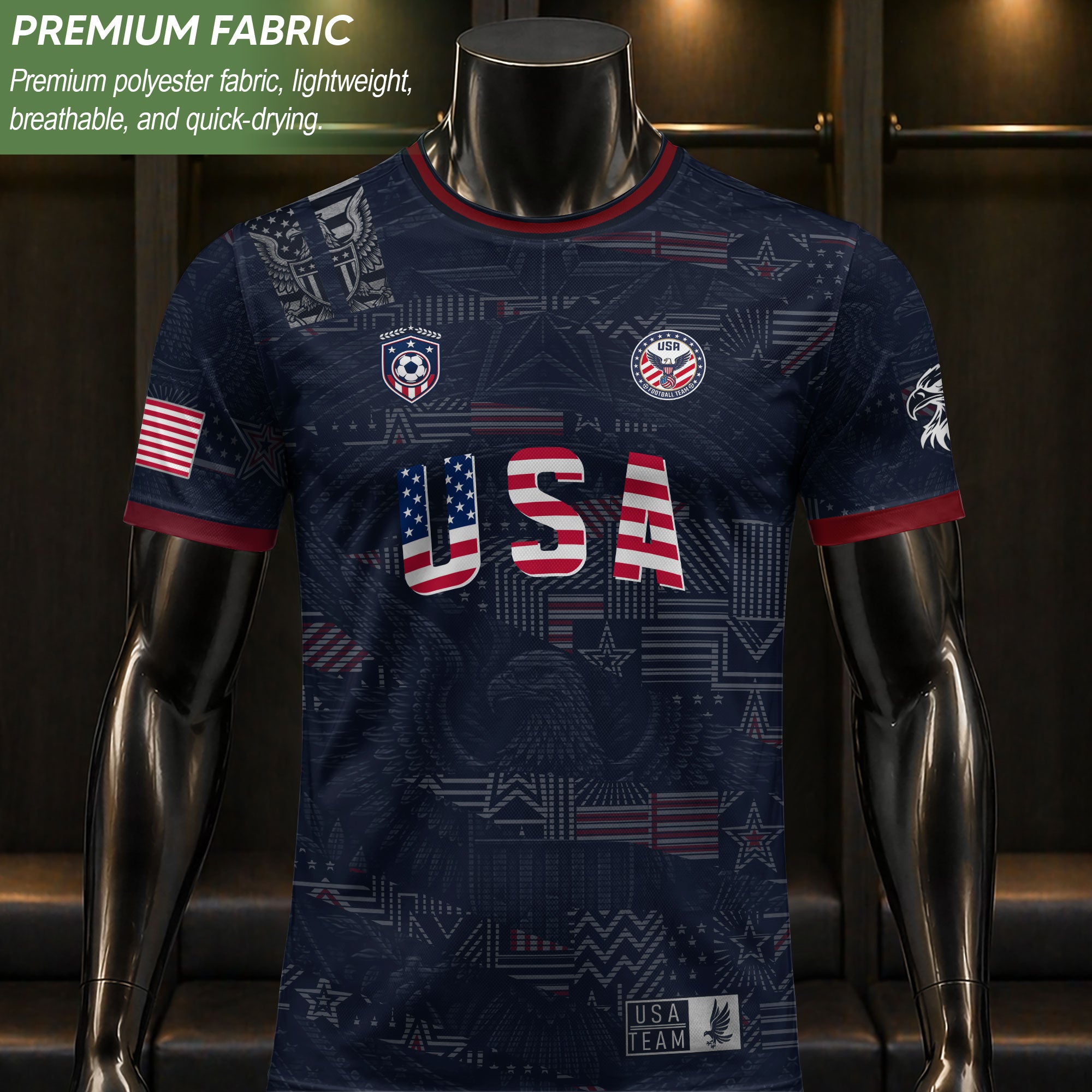Adult Men Women USA Soccer Jersey Patriotic Flag Letters United States Fan Shirt