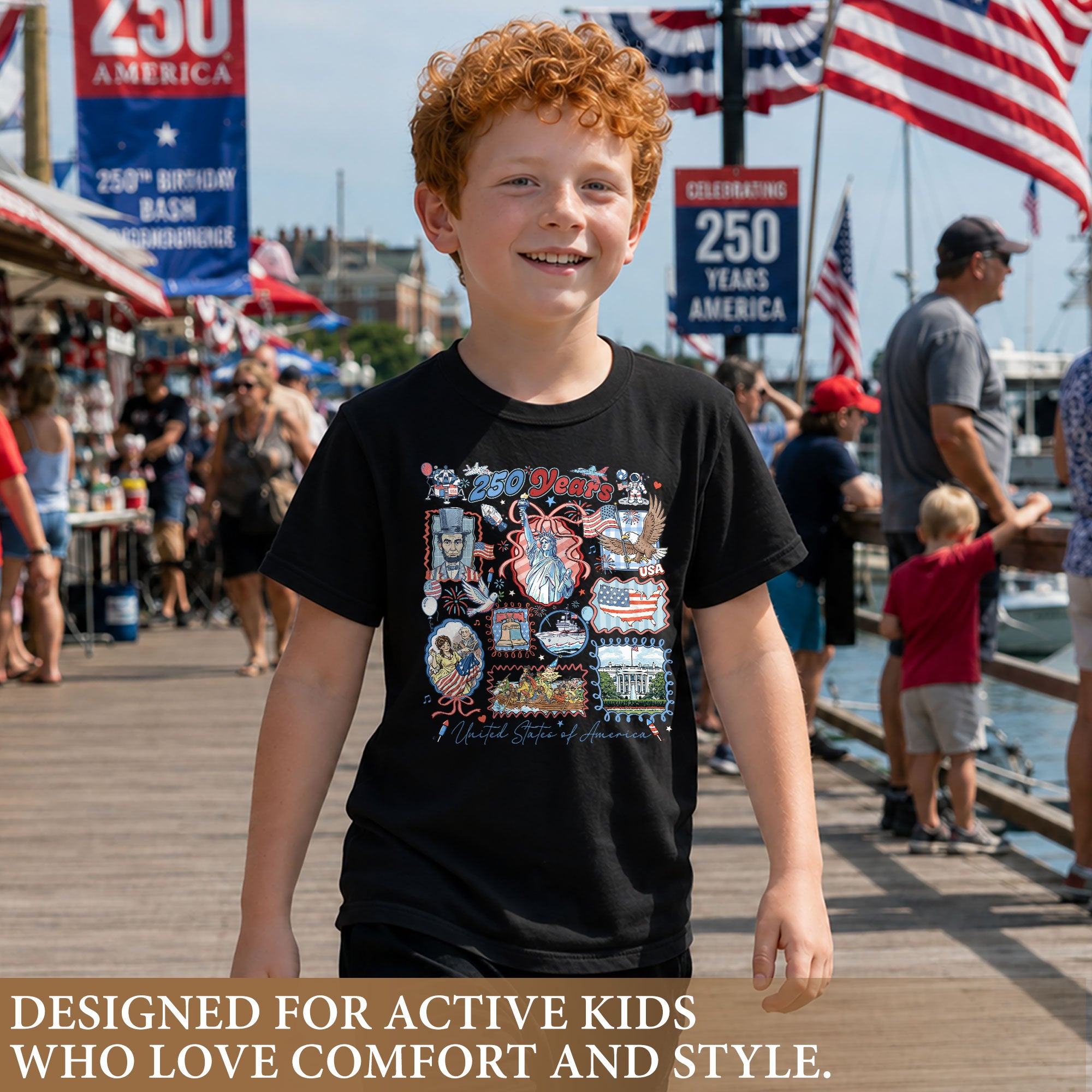 Kids T Shirt 1776-2026 Patriotic 250 Years History White House Independence Day Tee