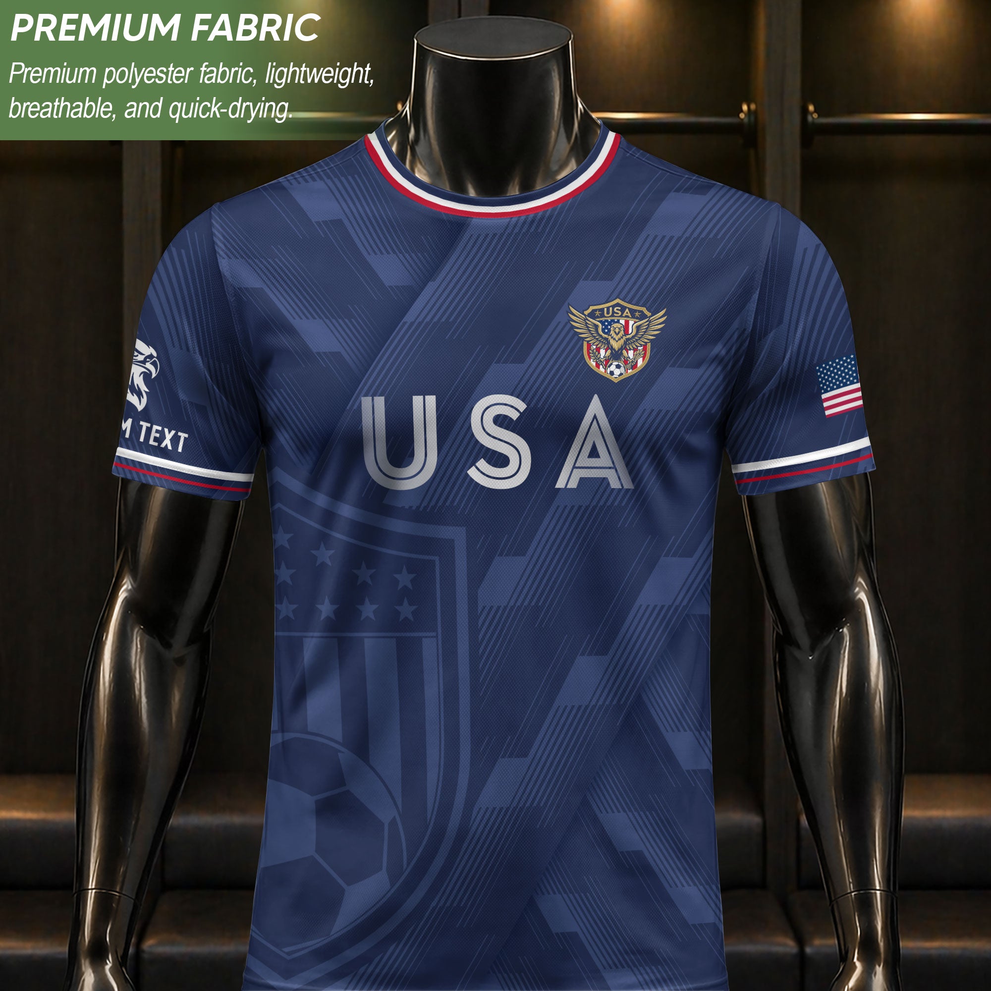 USA Soccer Jersey Style Adult Shirts Custom Name Number Personalized Athletic Top