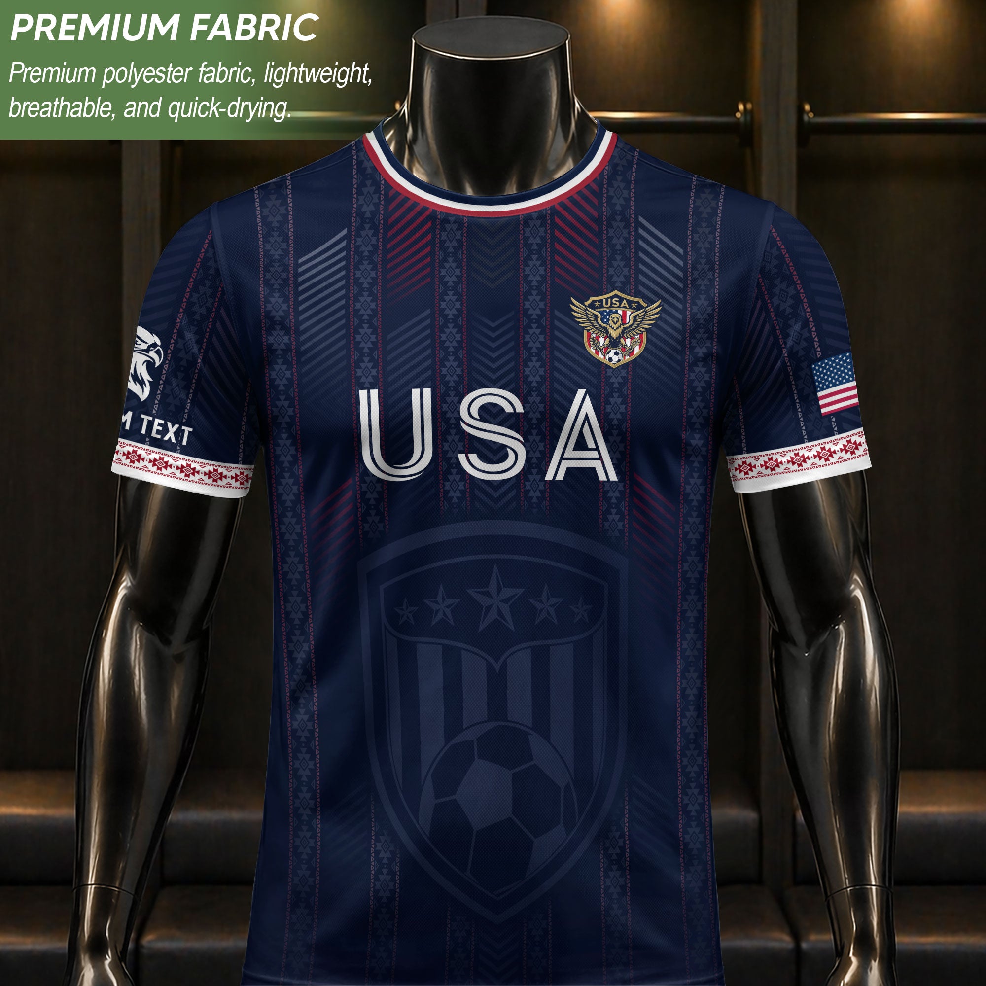 Men Athletic Sport T Shirt Outfits Personalized Custom Name USA Soccer Jersey