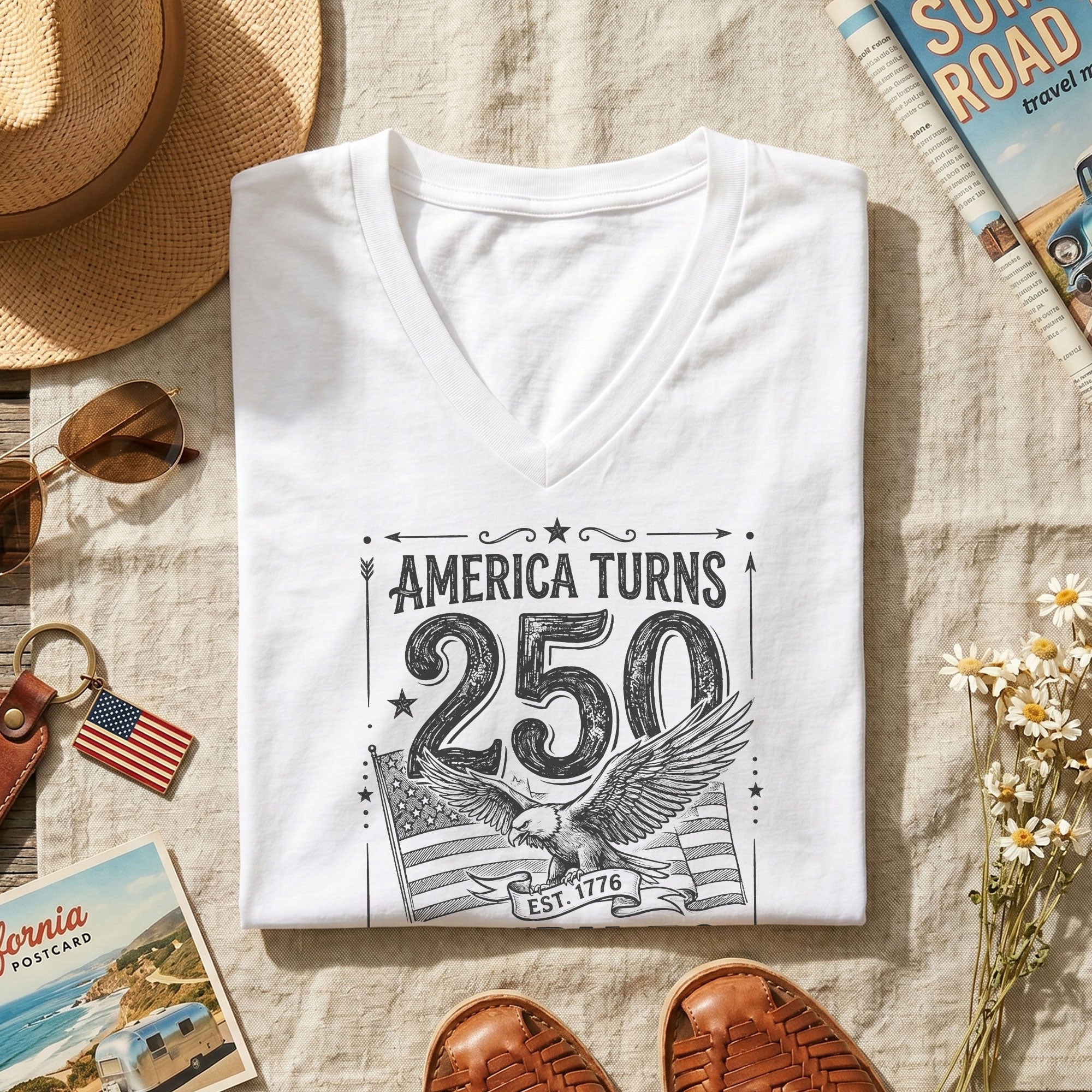 Vintage America 250th Anniversary Eagle Graphic 50th Birthday Shirt
