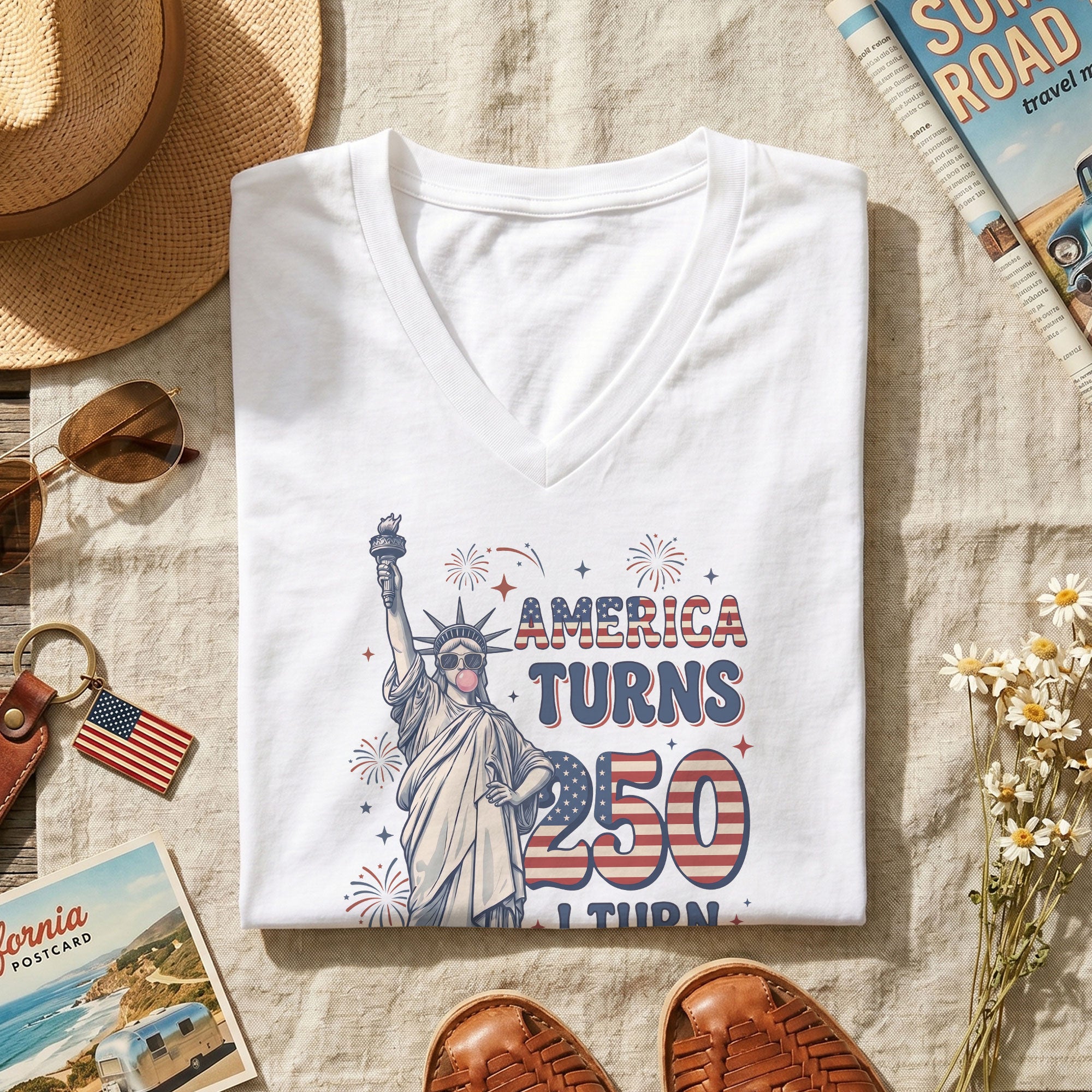 America Turns 250 I Turn Fabulous 50 Statue of Liberty Patriotic Birthday Shirt