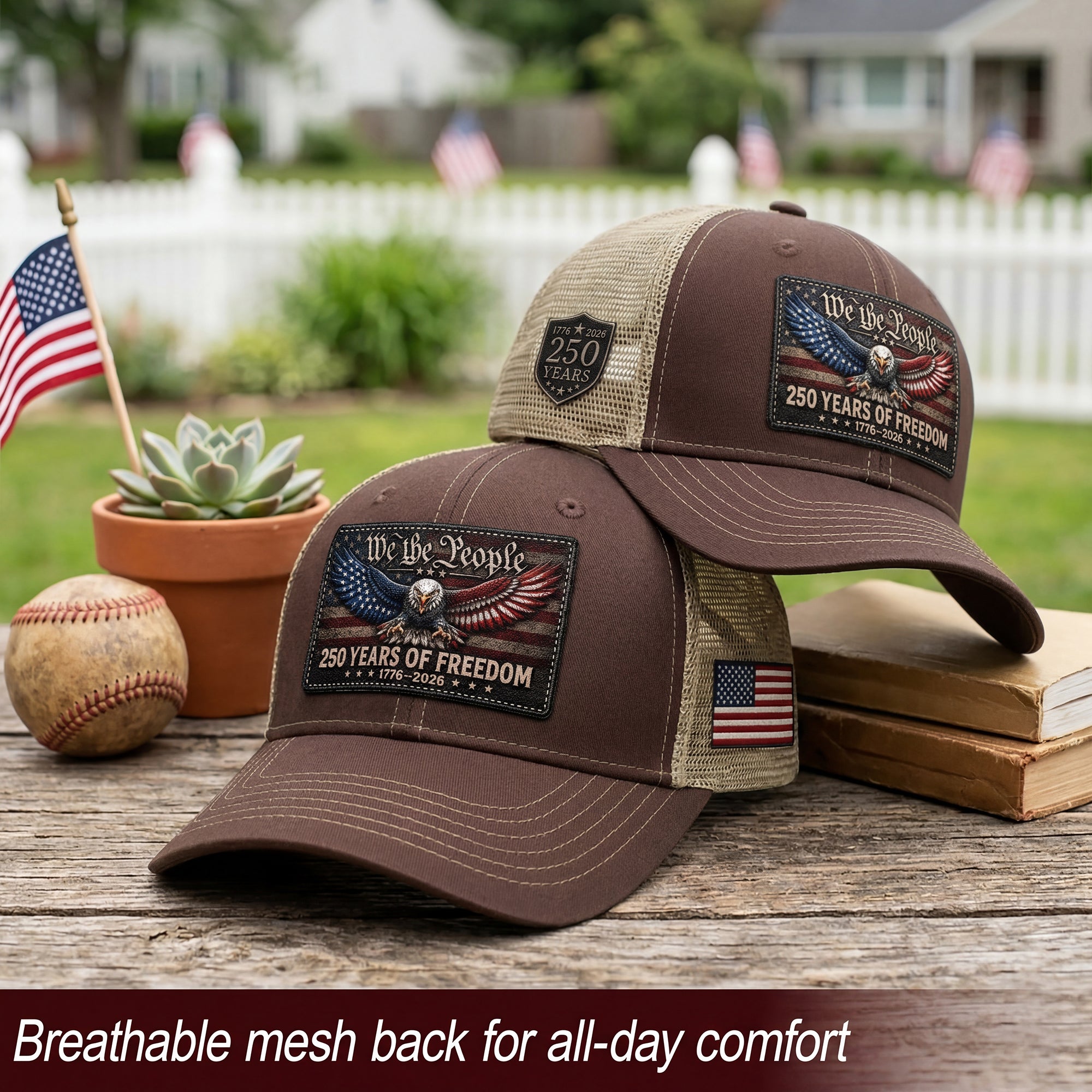 We The People 250 Years Of Freedom Hat - US Patriotic 1776-2026 American Flag Cap