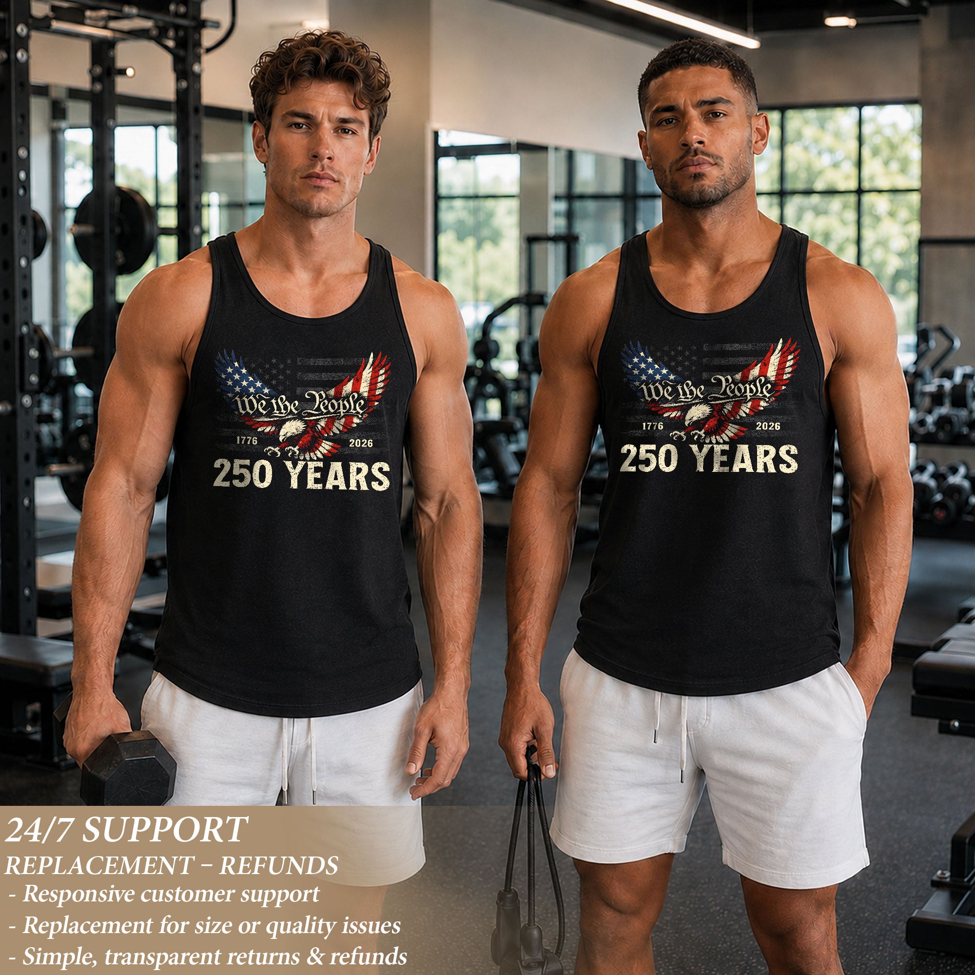 United States Mens Tank Top 1776-2026 Patriotic 250 Years Eagle Graphic Flag
