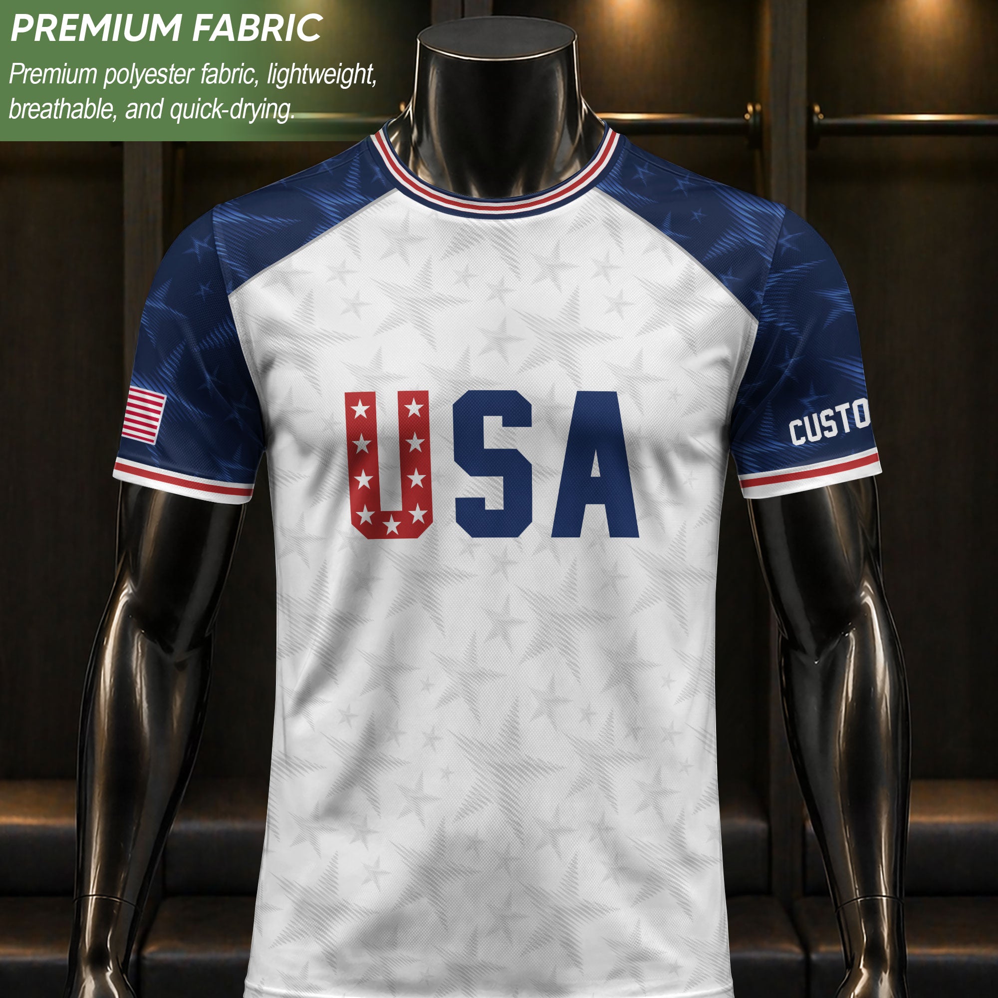 Personalized USA Soccer Jersey Custom Name Number Patriotic Outdoor Sportswear Clothing