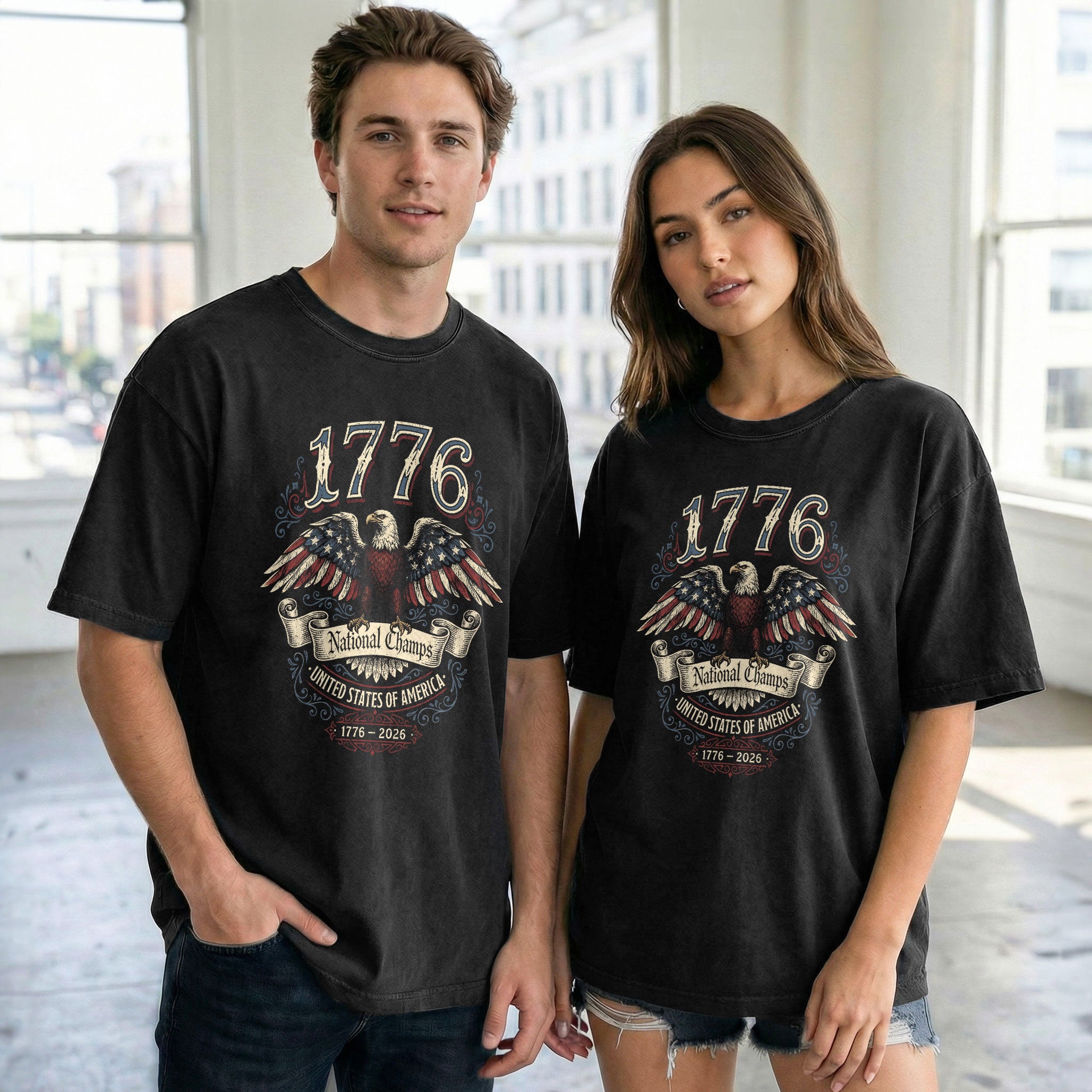 1776 National Champs Shirt Vintage American Eagle Graphic Tee Patriotic 1776-2026 T-Shirt