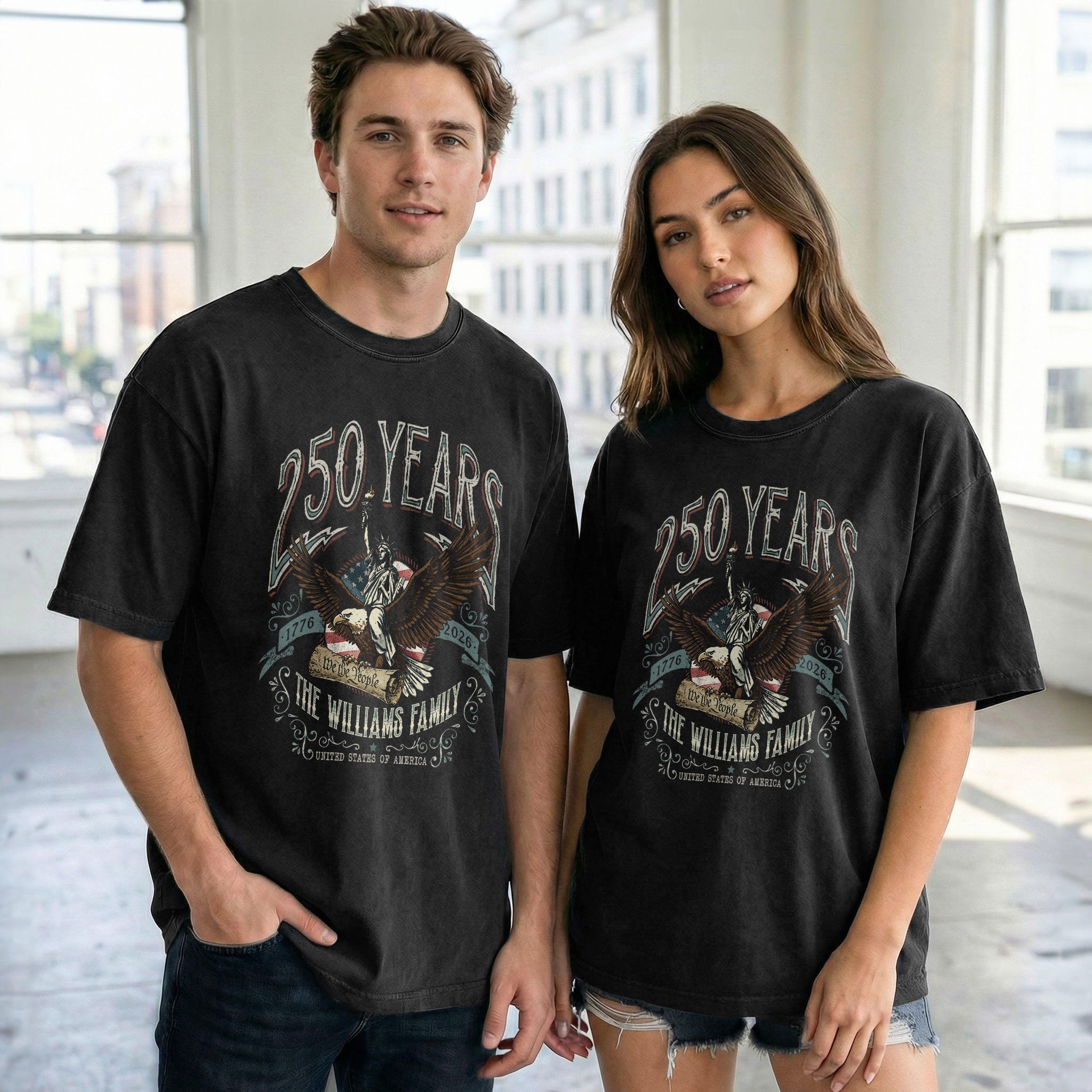 United States 250th Anniversary Liberty Apparel Personalized Custom Family Name Shirts