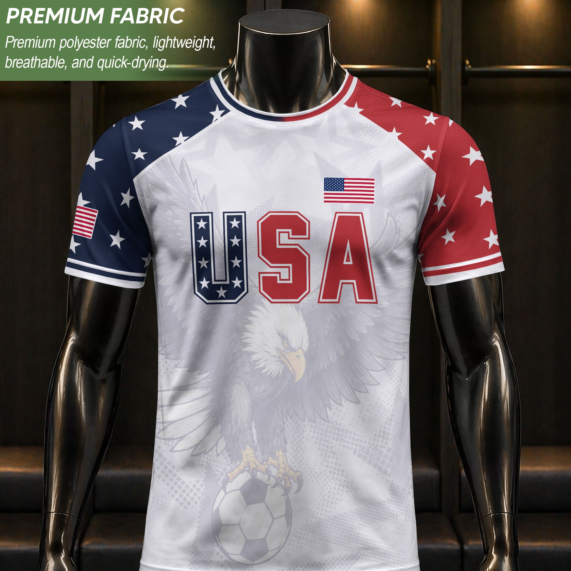 USA Soccer Jersey Adult Patriotic Eagle Shirt American National Football Team Tee