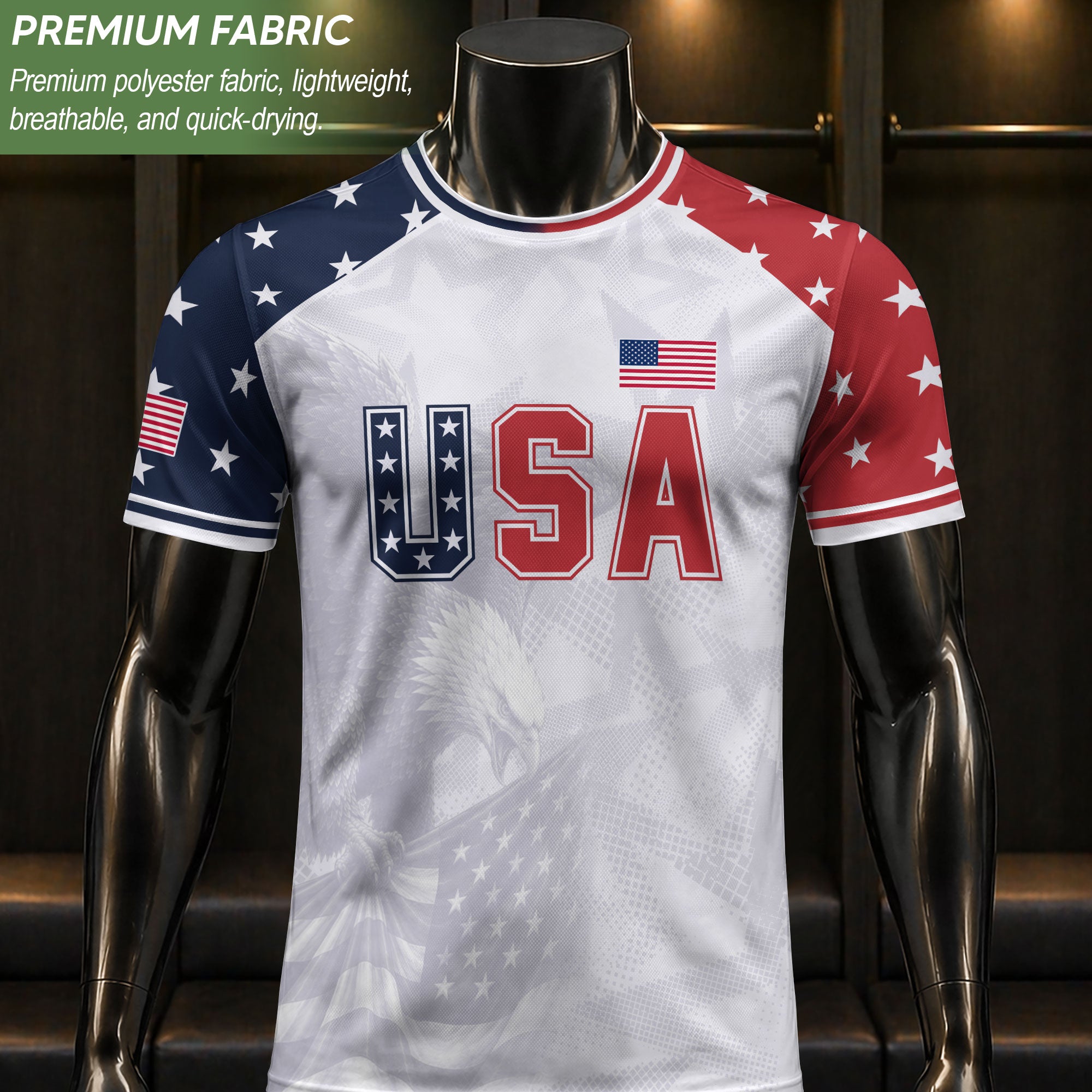 USA Soccer Jersey Adult Patriotic Eagle Shirt American National Football Team Tee - Rust Field Wear