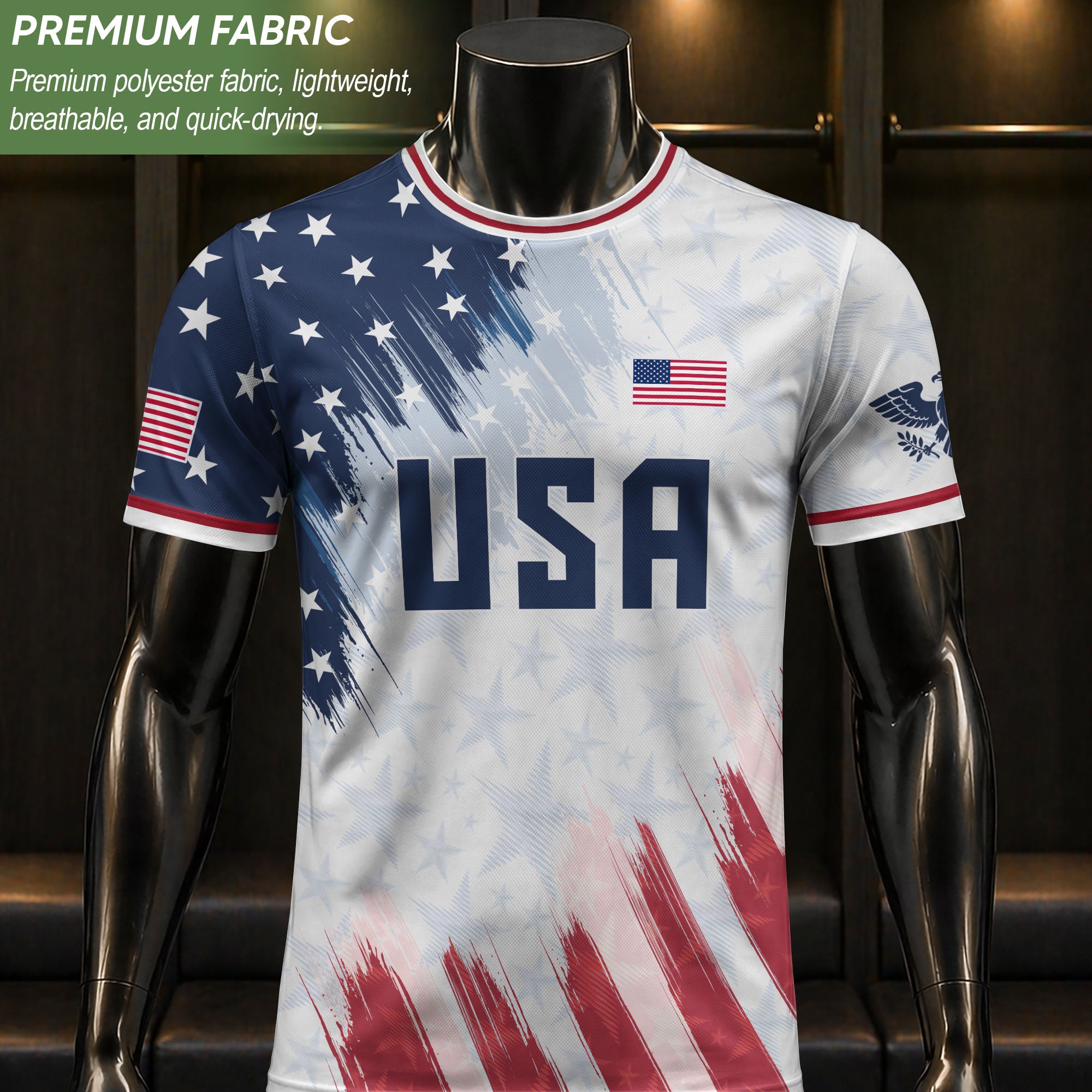 USA Soccer Jersey Adult Patriotic Eagle Athletic Shirt United States Soccer Tee - Rust Field Wear