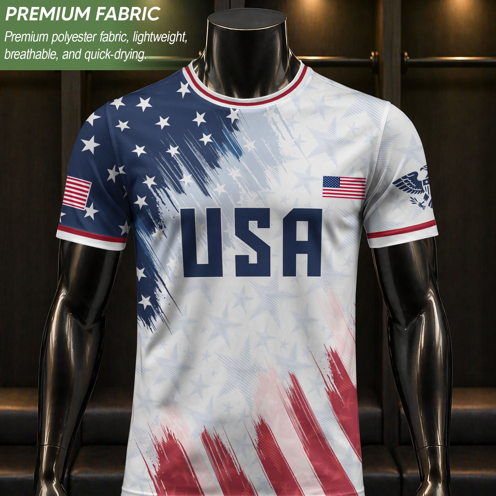 USA Soccer Jersey Adult Patriotic Eagle Athletic Shirt United States Soccer Tee