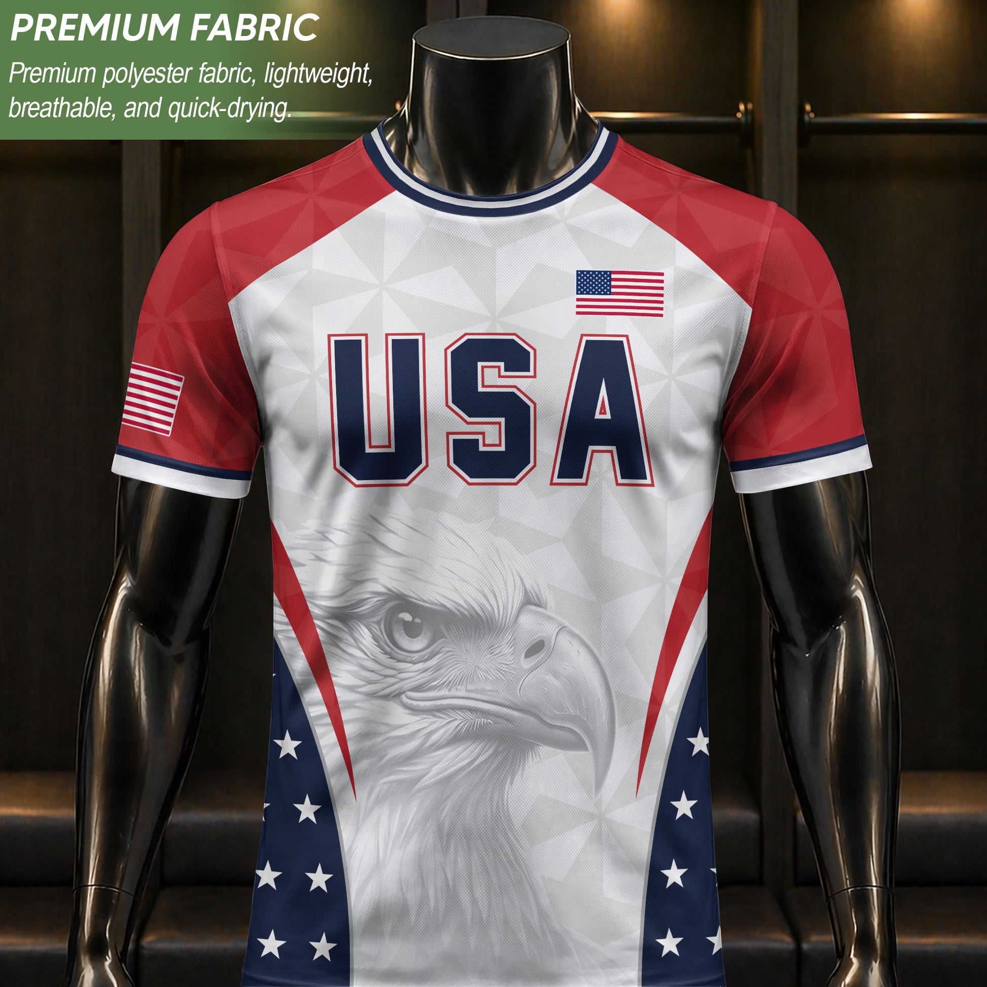 USA Soccer Jersey Adult United States Patriotic Eagle Shirt American Football Tee - Rust Field Wear