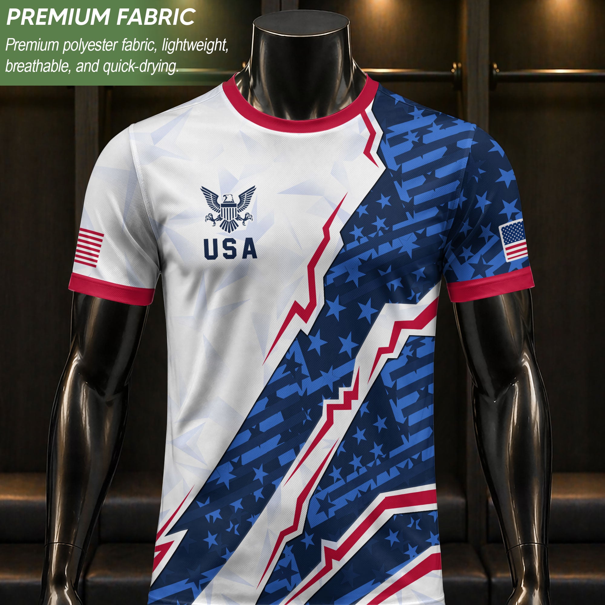USA Eagle Soccer Jersey Adult American Pride Patriotic Soccer Fan Graphic Shirt