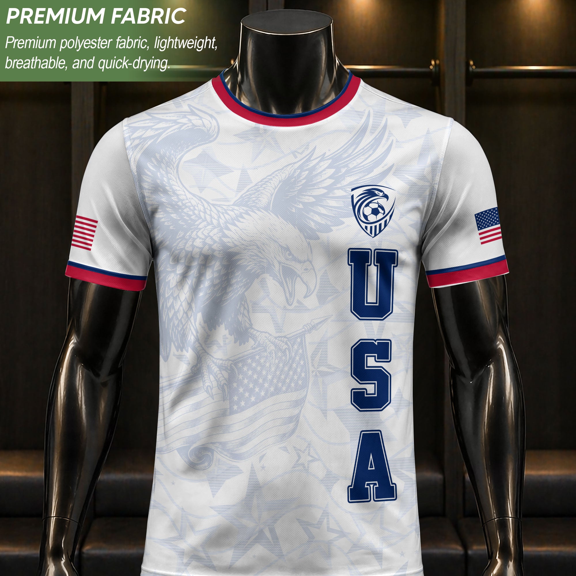 USA Eagle Soccer Jersey Adult Patriotic American Flag Soccer Fan Independence Day Shirt