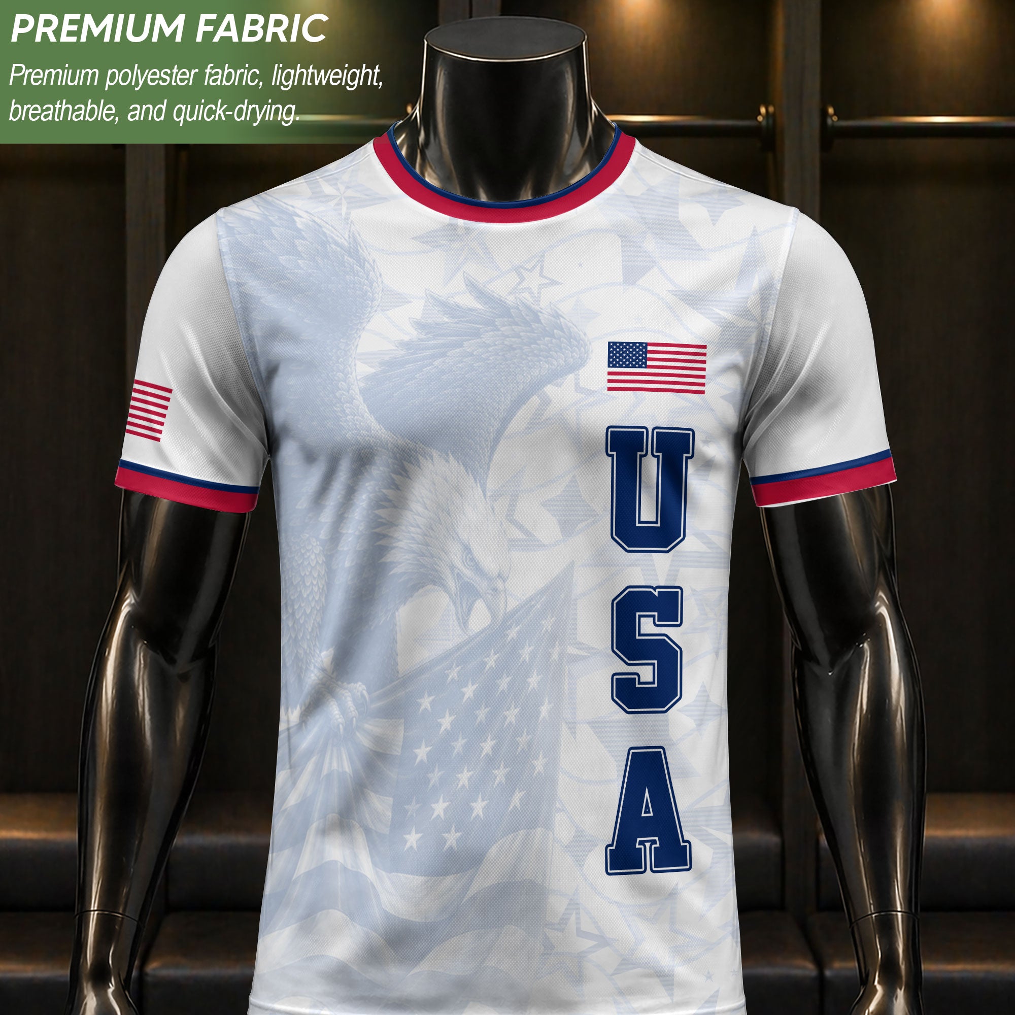 USA Eagle Soccer Jersey Adult Patriotic American Flag Soccer Fan Independence Day Shirt