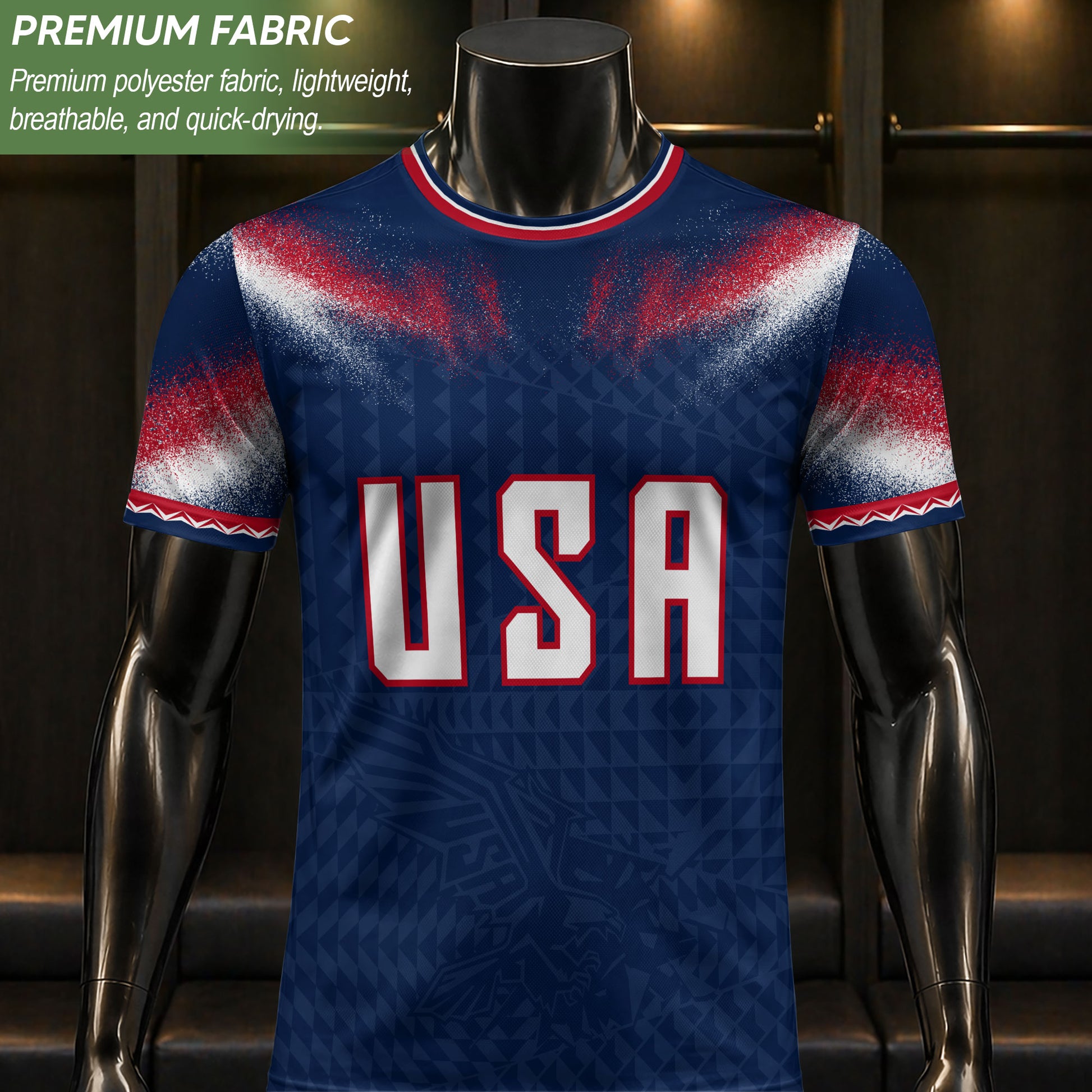 USA Patriotic Soccer Jersey Custom Name Number Adult Football Shirt Blue - Rust Field Wear