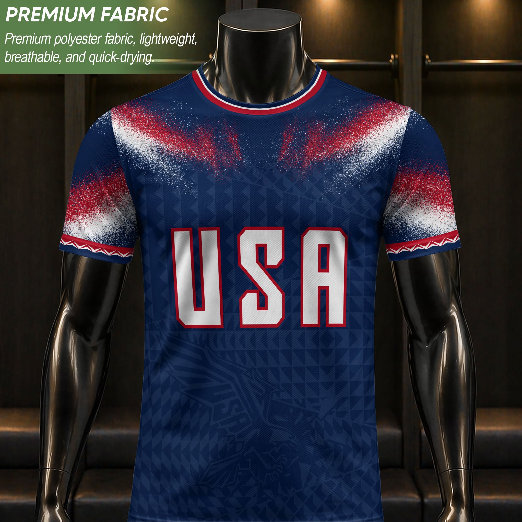 USA Patriotic Soccer Jersey Custom Name Number Adult Football Shirt Blue - Rust Field Wear