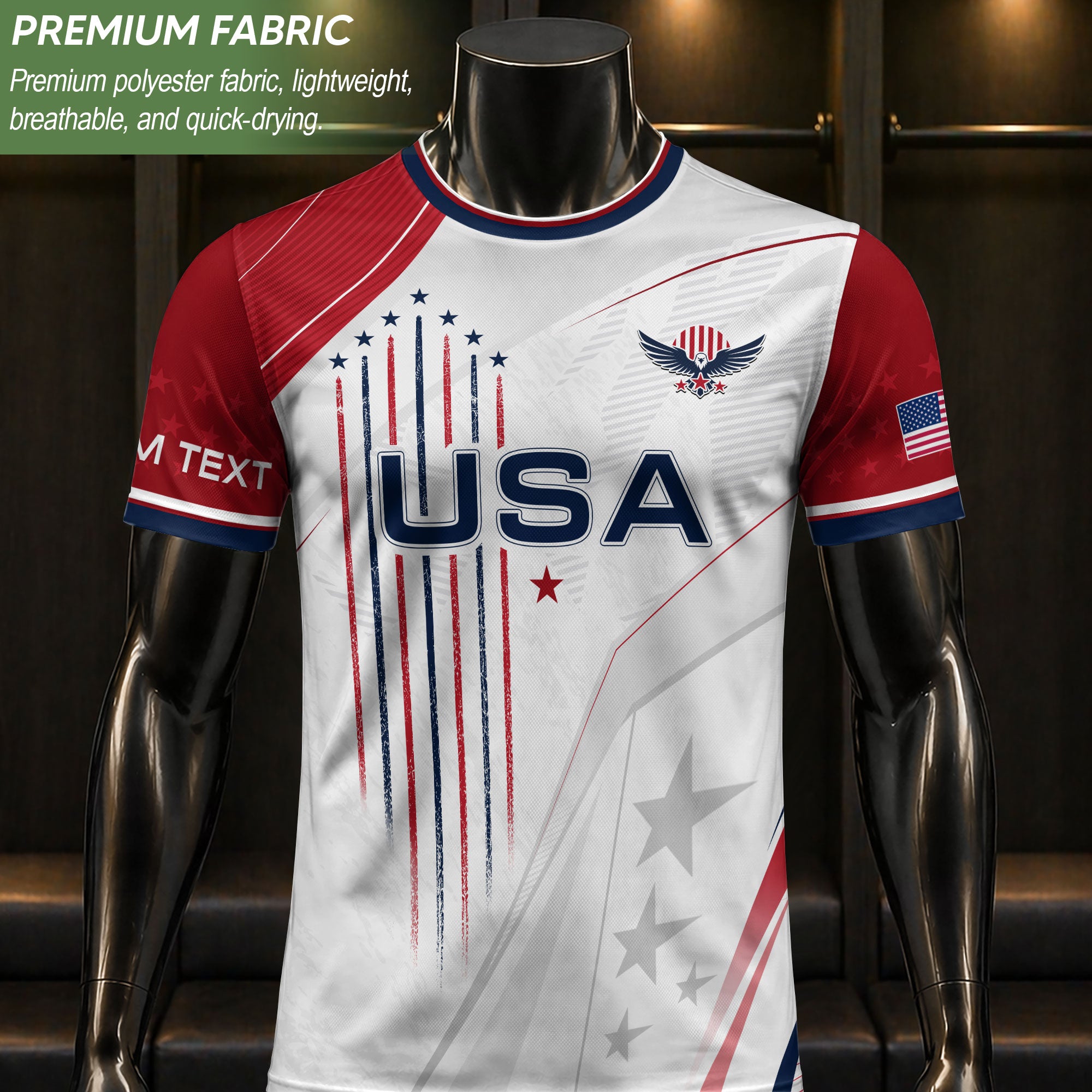 Custom USA Soccer Jersey Men White Red Personalized Name Number Football Shirt