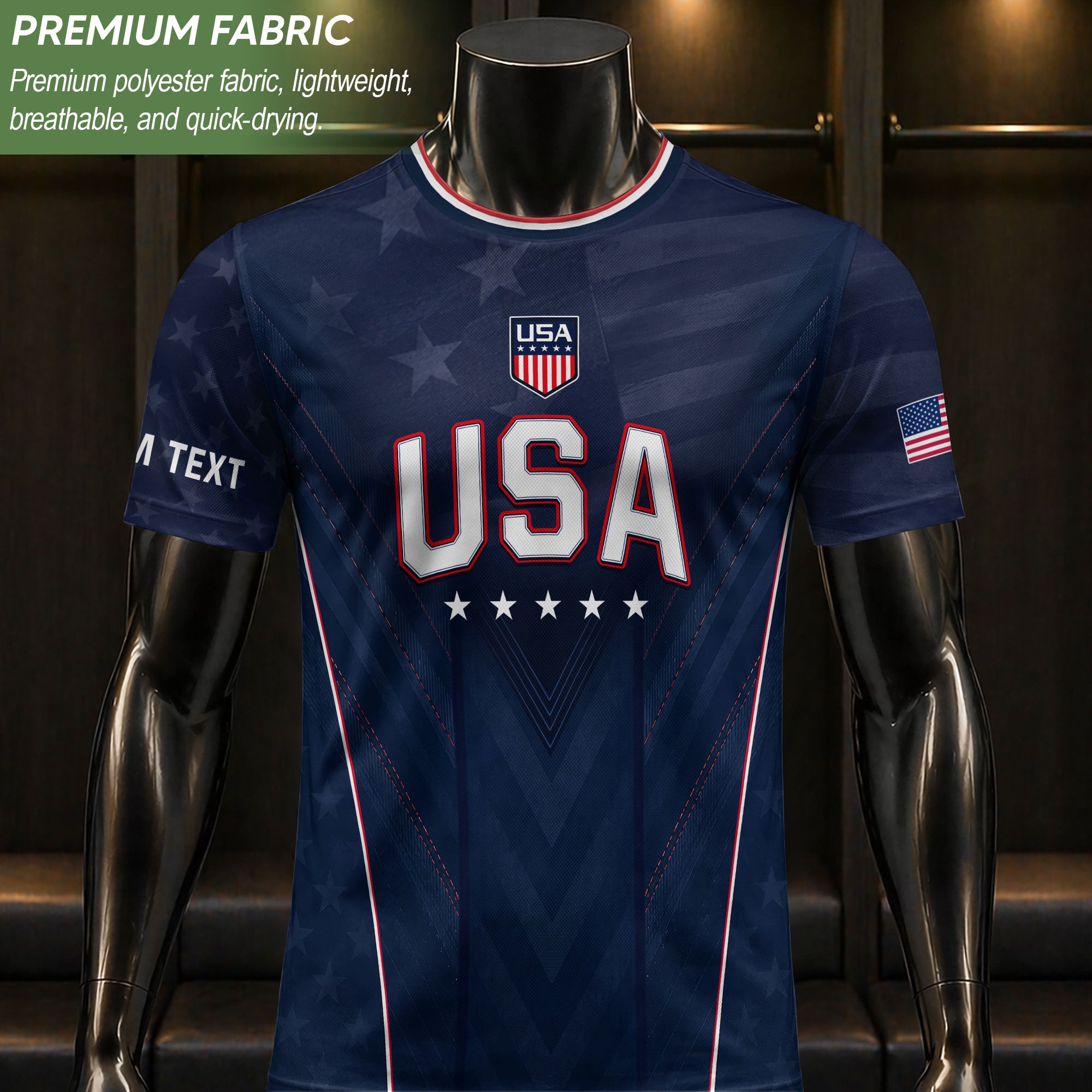 USA Soccer Jersey Men Navy Blue Athletic Name Number Football Shirt