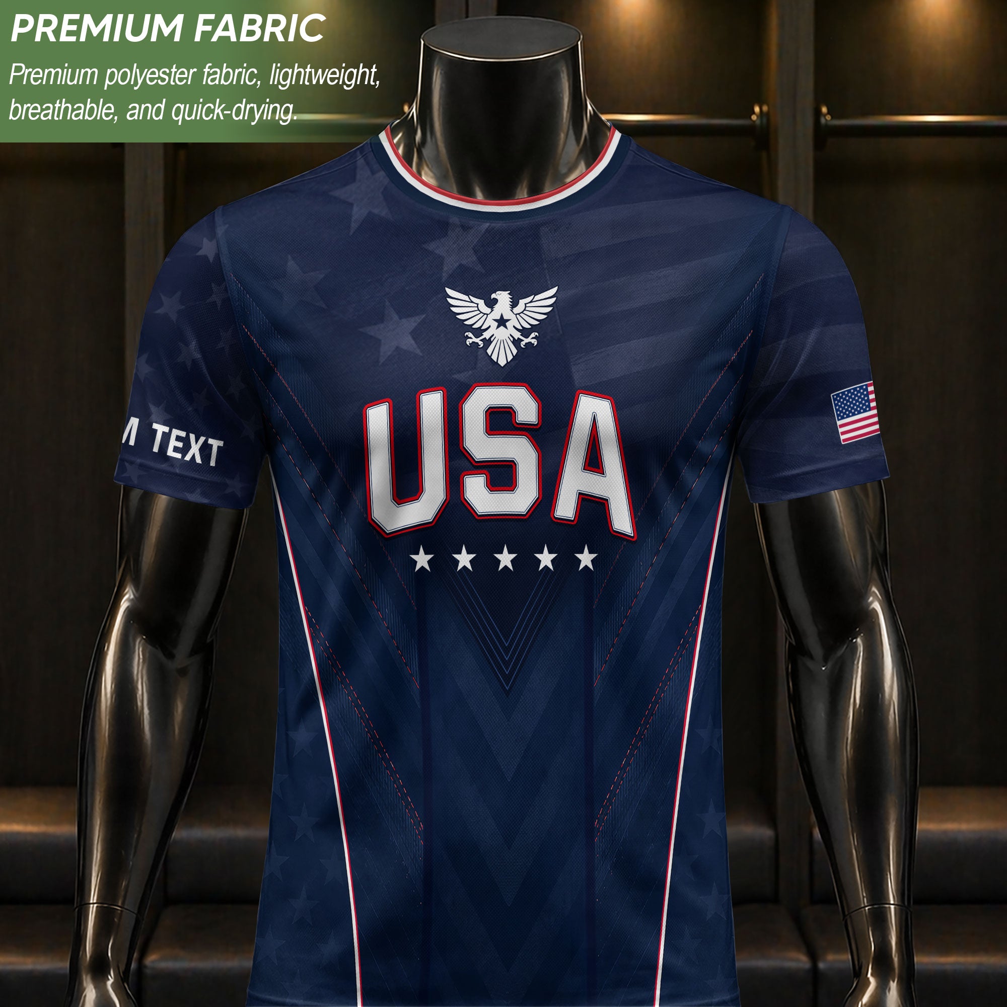 USA Soccer Jersey Men Navy Blue Athletic Name Number Football Shirt