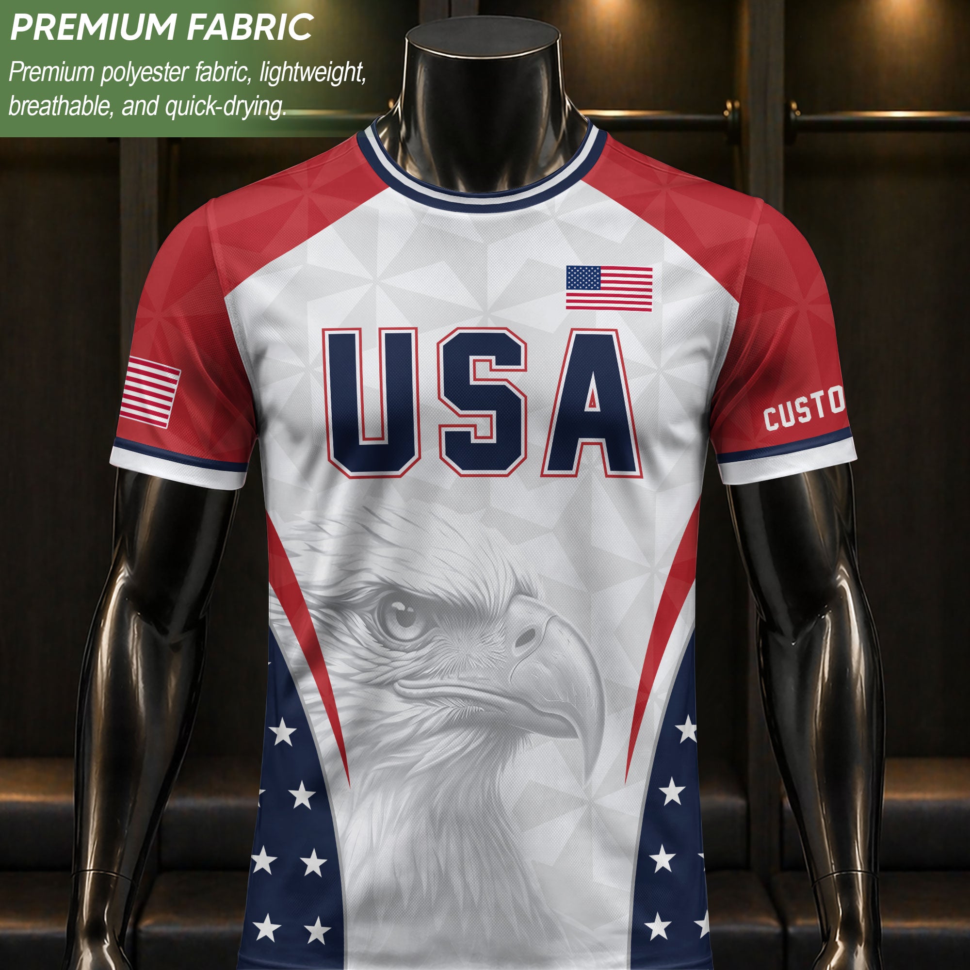 USA Soccer Jersey White Personalized American Football Shirt Eagle Pattern Team Men