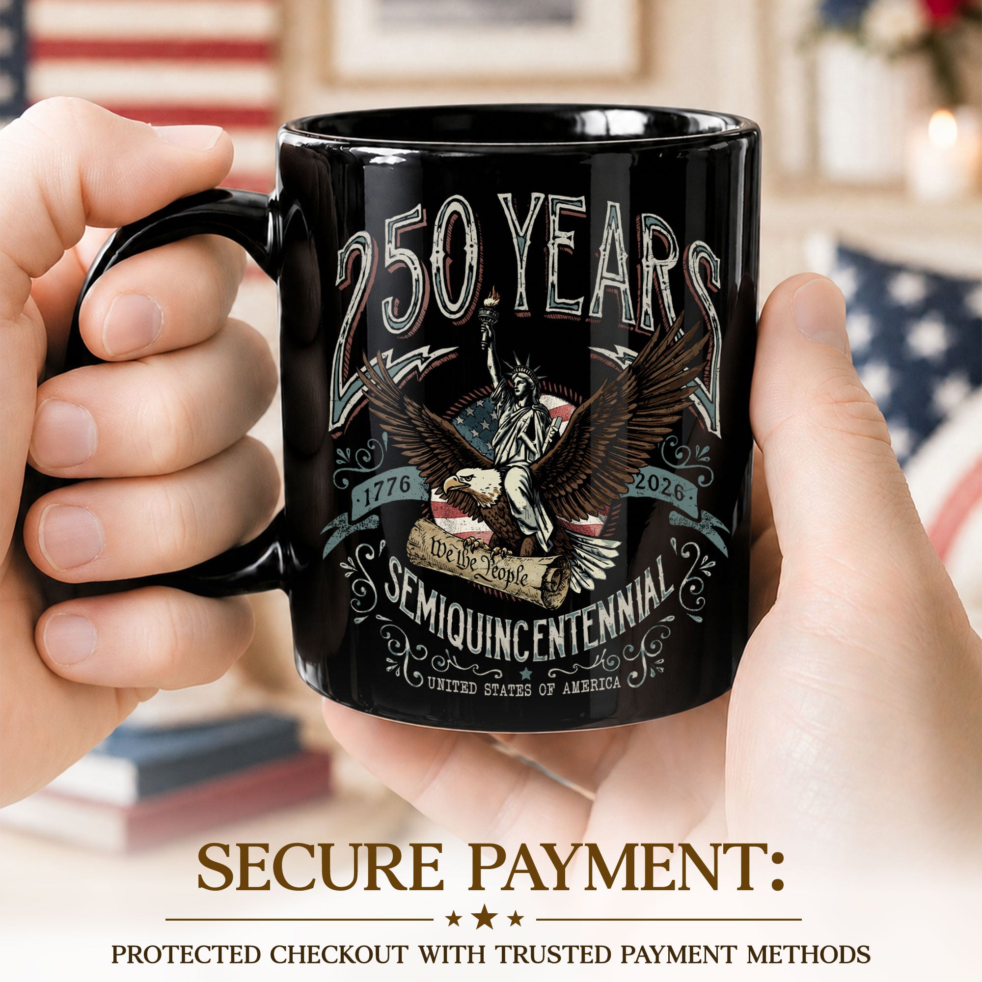 We The People 1776 2026 Ceramic Mug - Vintage US Eagle Statue of Liberty Gift Cup