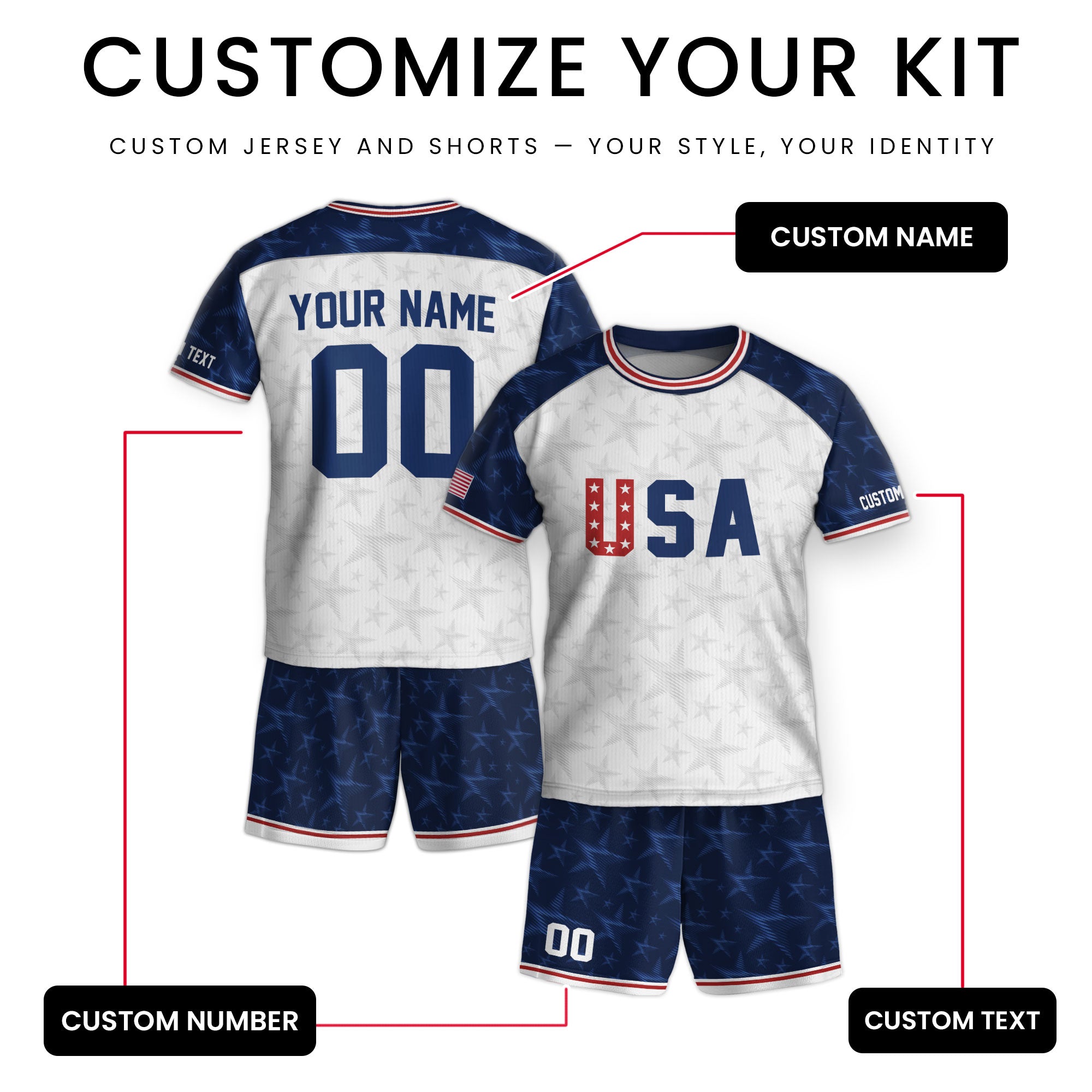 Custom Kid USA Soccer Jersey Heritage Collection White Navy Personalized Youth Tee