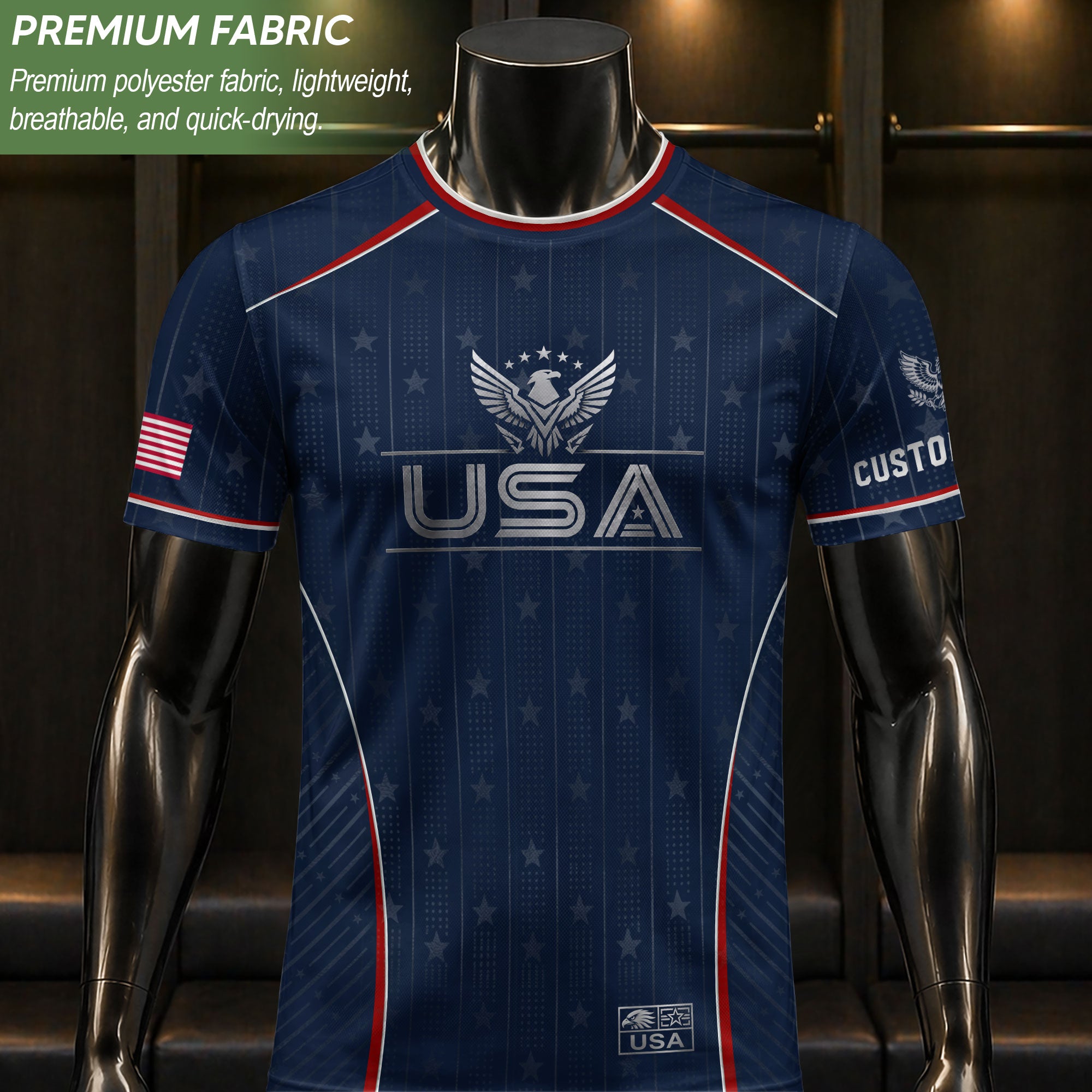 Adult USA Soccer Jersey Personalized American Eagle Patriotic Team Football Shirt